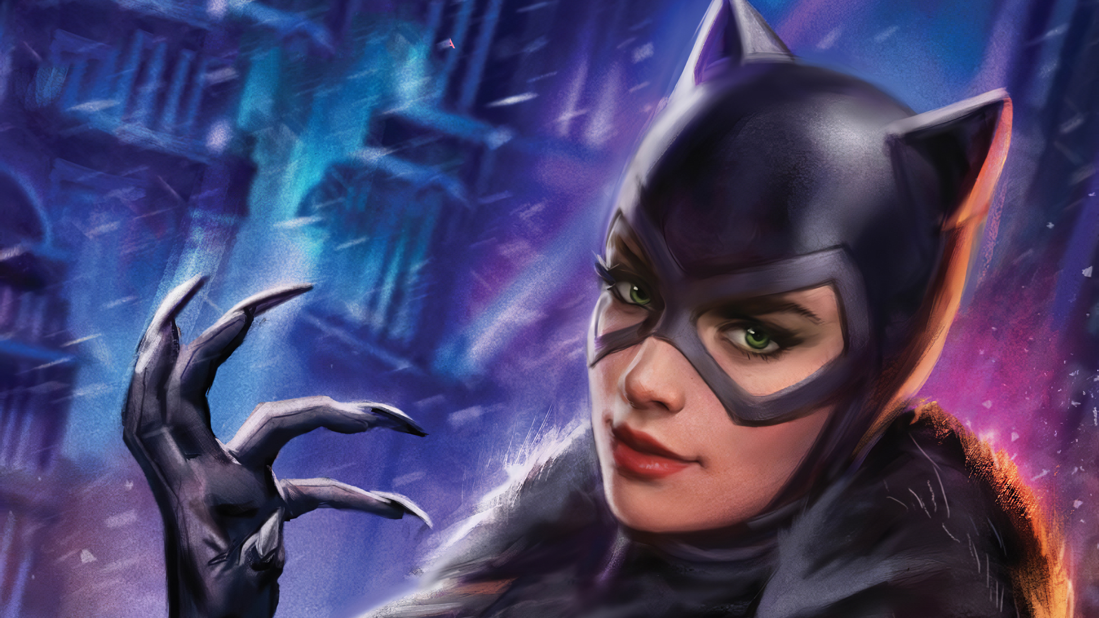 Catwoman: The alter ego of Selina Kyle, a Gotham City burglar, Superheroes. 3840x2160 4K Background.