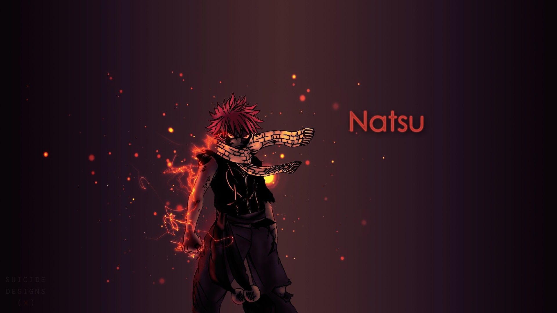 Natsu (Fairy Tail): The protagonist of the manga, Raised by Igneel, the fire dragon. 1920x1080 Full HD Wallpaper.