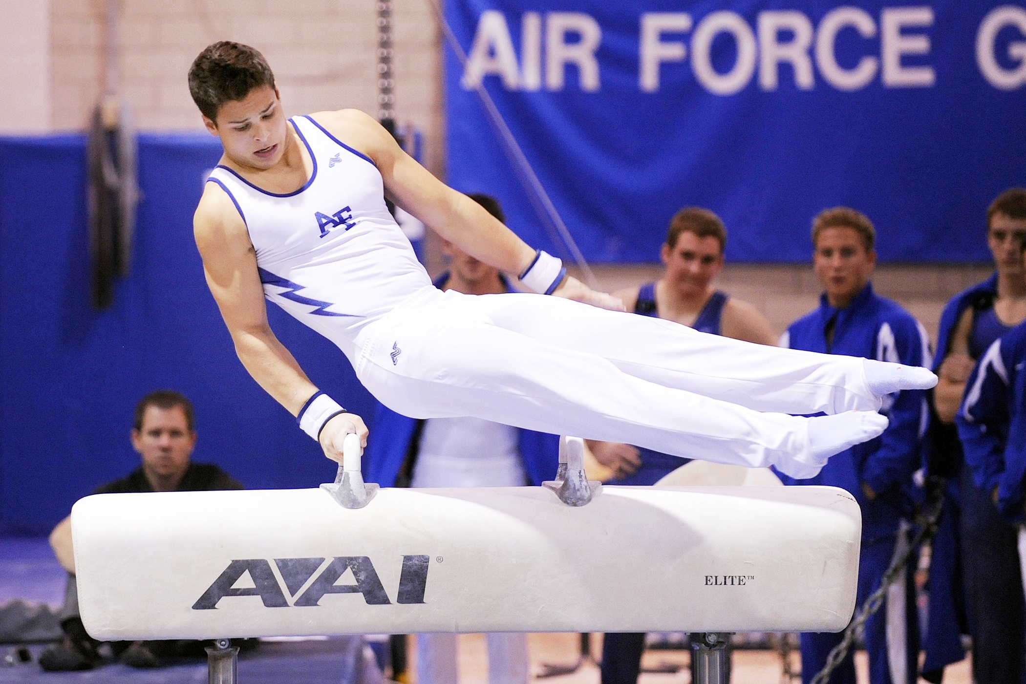 Acrobatic Gymnastics: Men's competitive event at the US Air Force Olympic Qualifications. 2100x1400 HD Background.