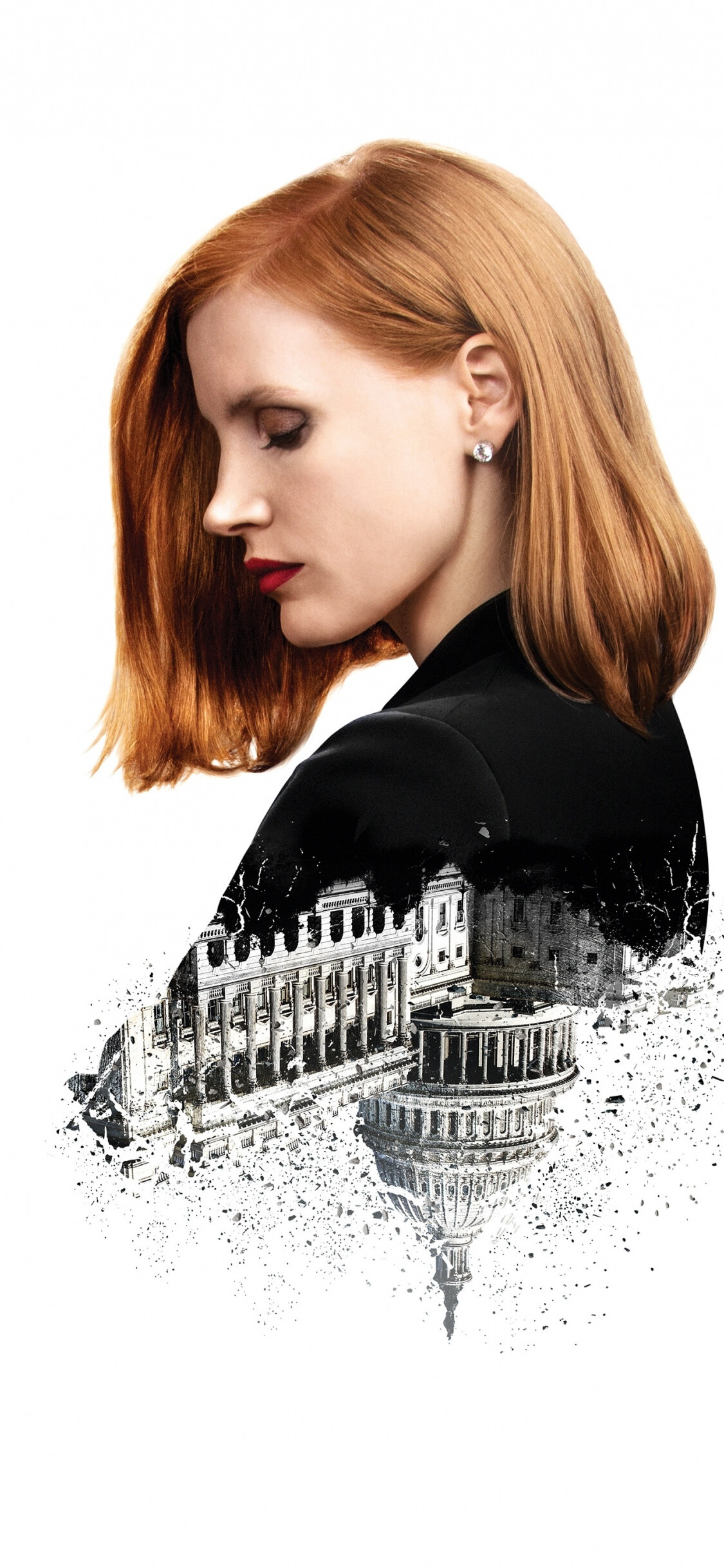 Jessica Chastain: Portrayed the titular character in a 2016 film directed by John Madden, Miss Sloane. 1130x2440 HD Background.