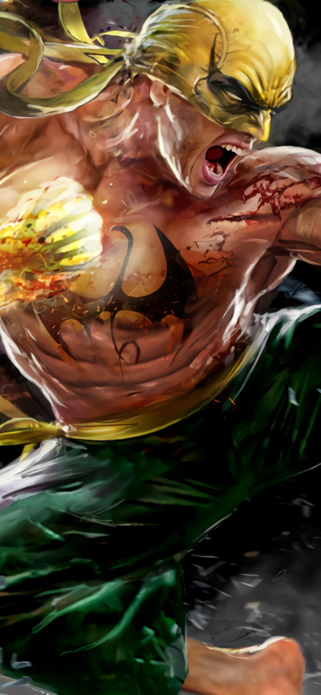 Iron Fist: A sworn enemy of the Hand, Superhero, Villain, Drawing. 1130x2440 HD Background.