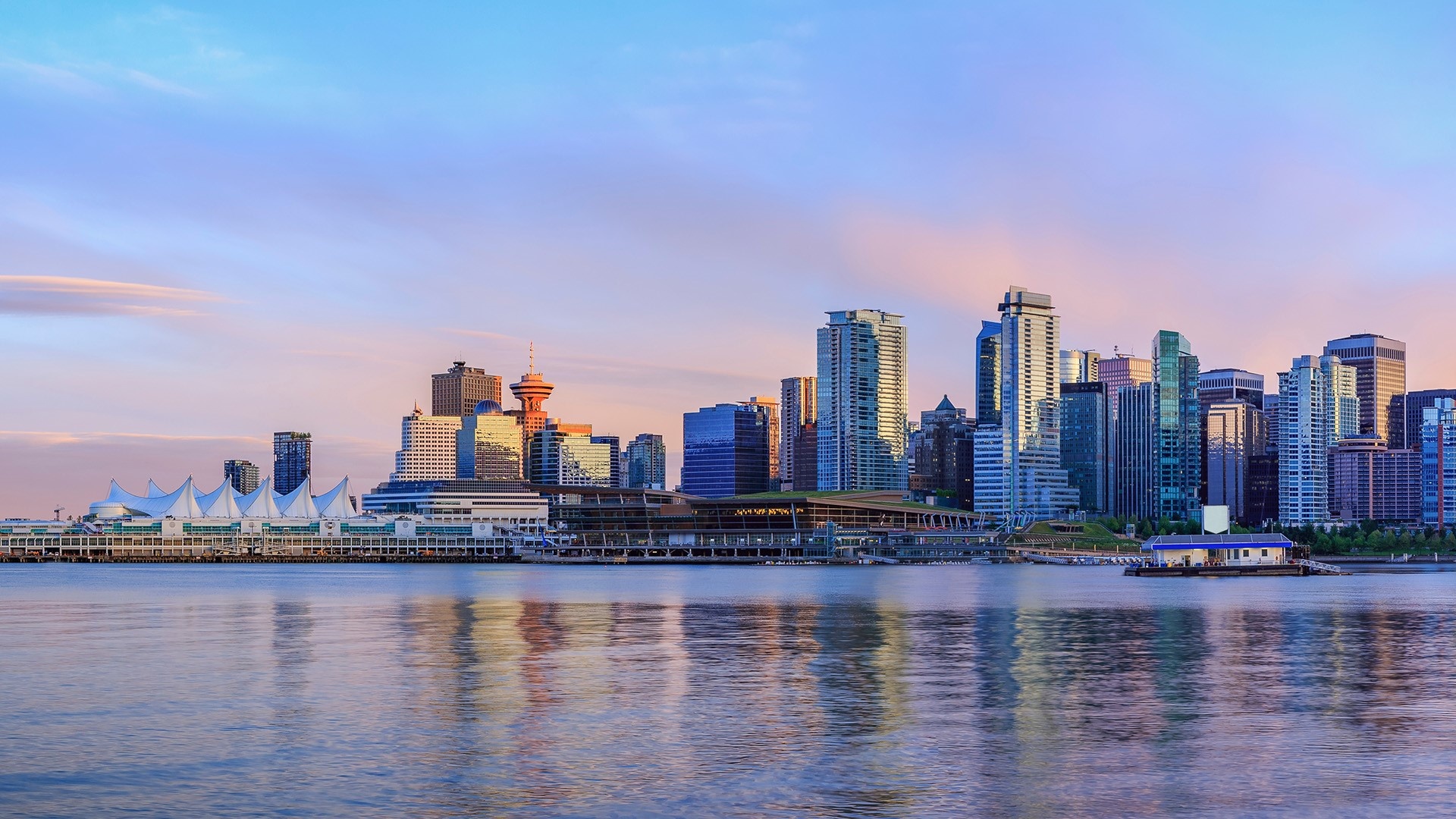 Vancouver Skyline, Panoramic view, Sunset beauty, Windows 10 spotlight, 1920x1080 Full HD Desktop