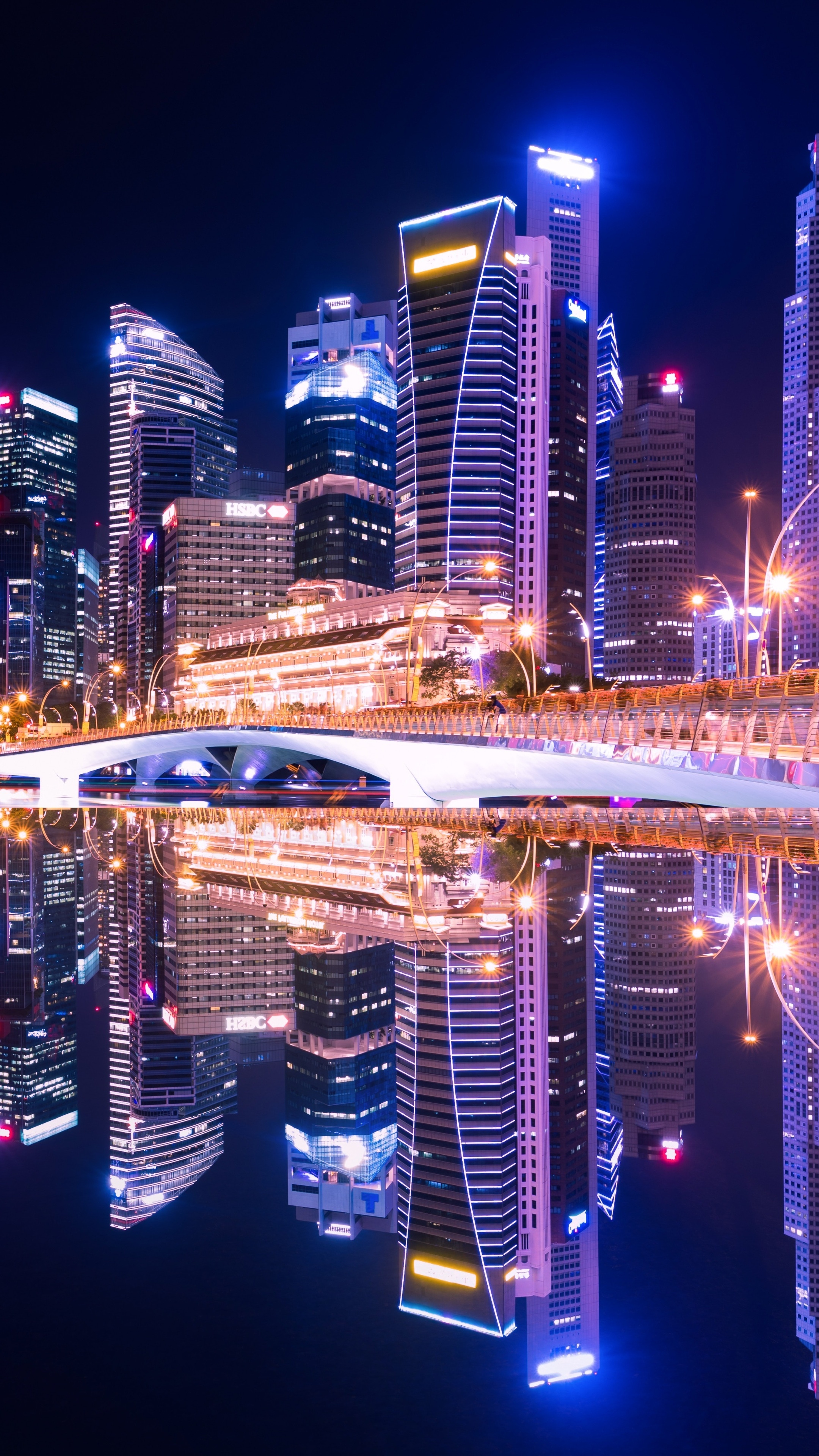 Singapore city skyline, 5K Xperia wallpaper, Modern urban architecture, Vibrant city lights, 2160x3840 4K Handy