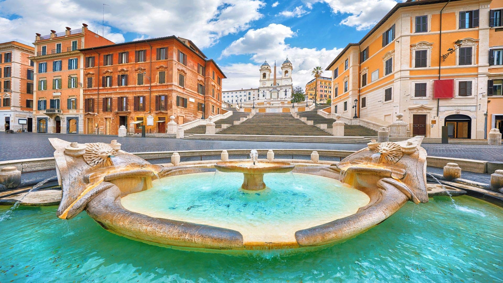 Barcaccia Fountain, Travels, Highlights of Rome, Virtual visit, 1920x1080 Full HD Desktop