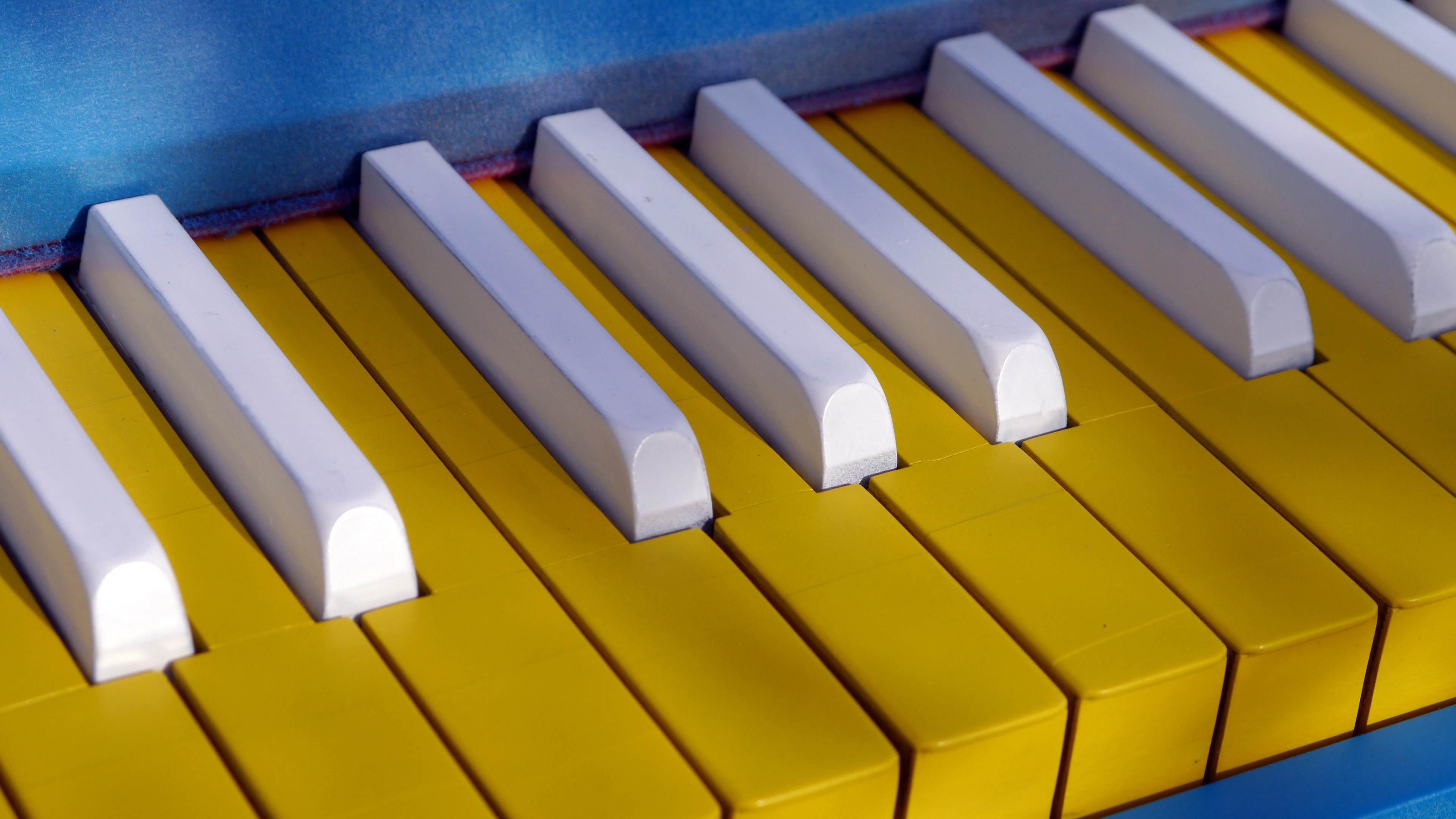 Piano: Modern Design Of Keys, Classical Musical Instrument In A New Format. 3840x2160 4K Background.