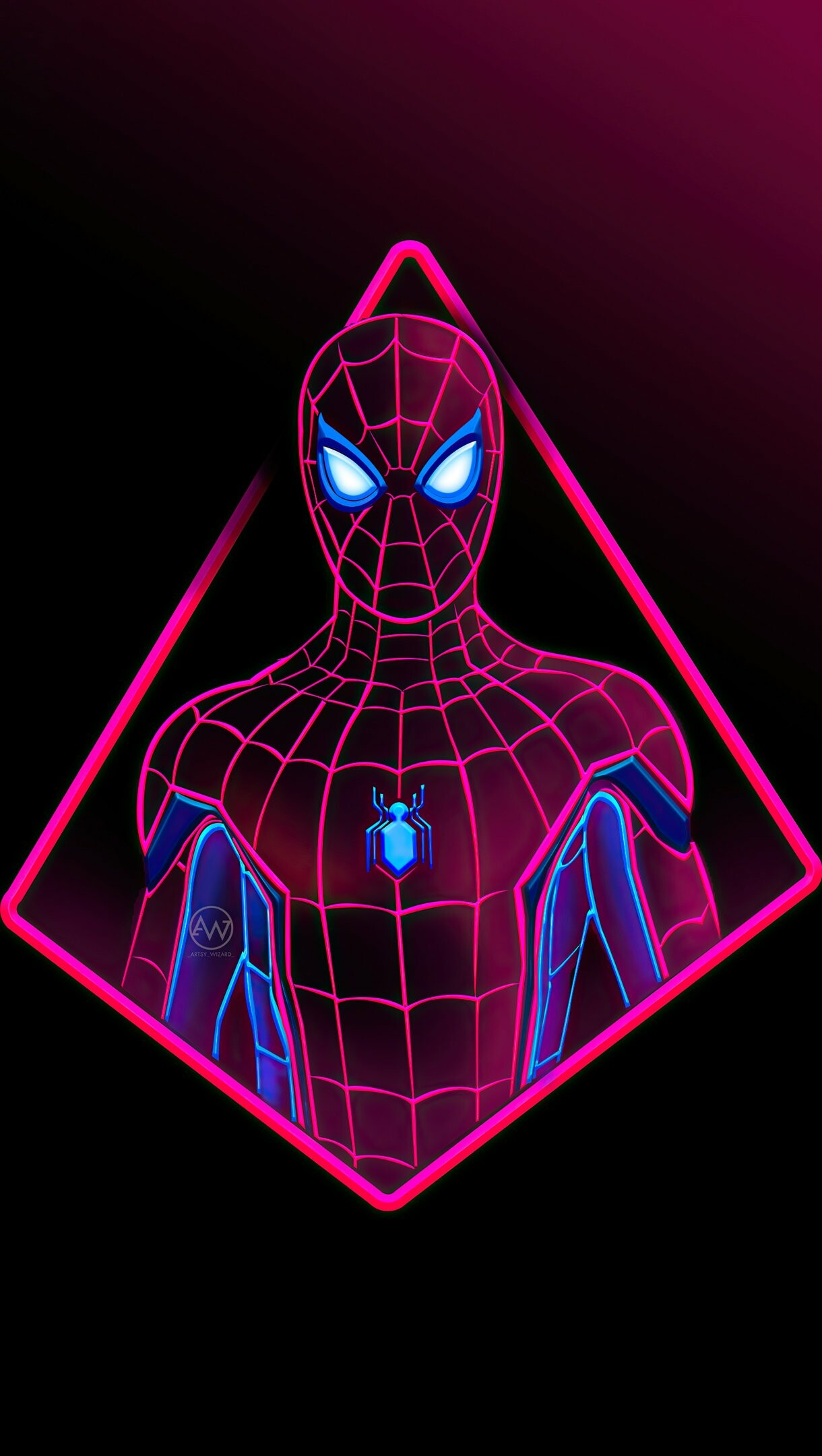 Neon: Spider-Man, Use of lights to create interesting designs. 1220x2160 HD Wallpaper.