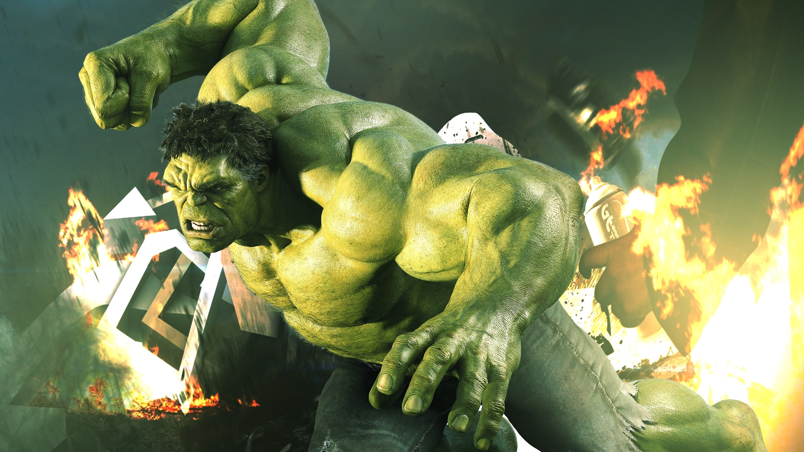 Incredible Hulk, Comic book wallpaper, Powerful hero, Gamma rage, 2560x1440 HD Desktop