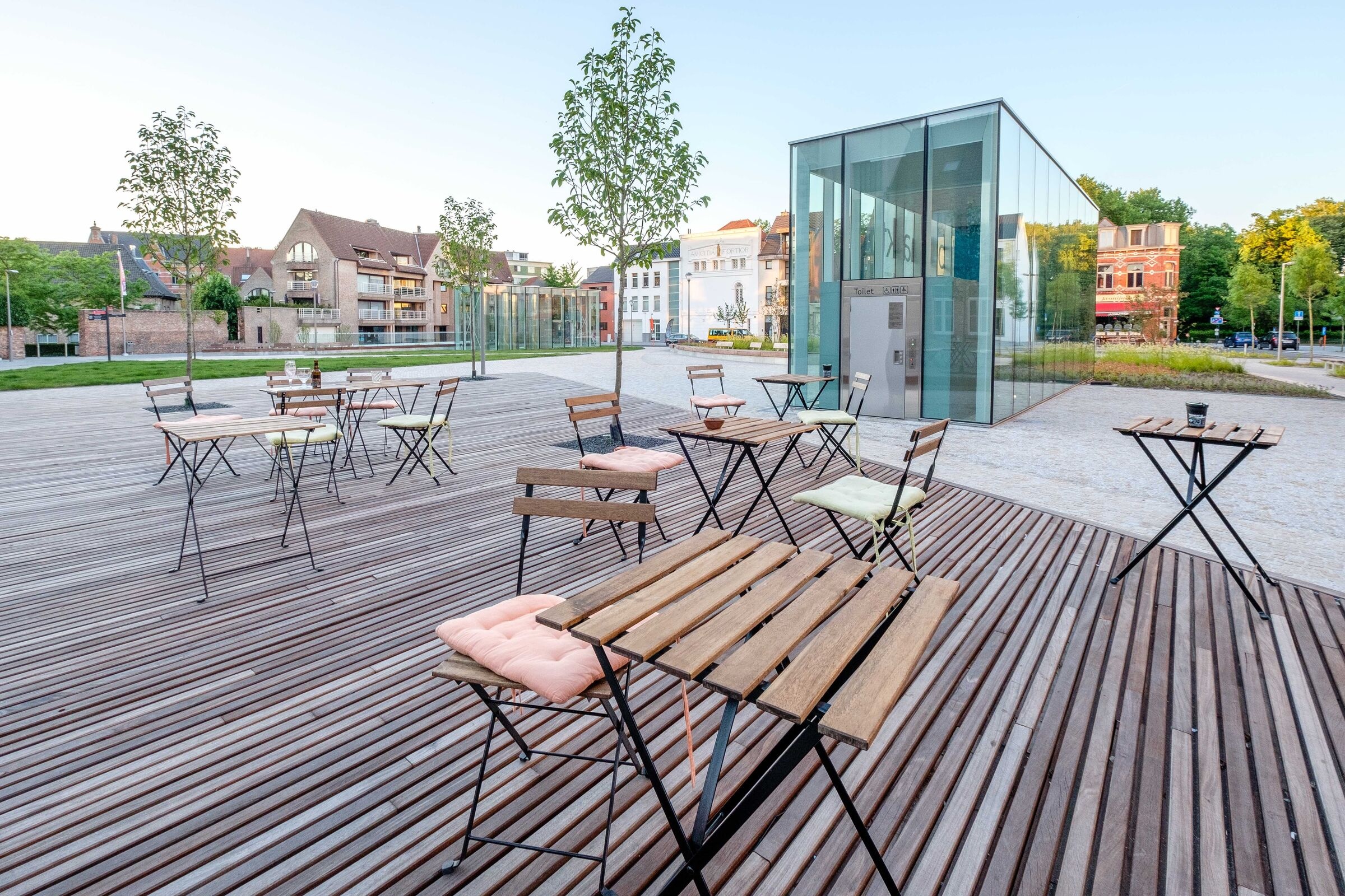 City Square: Houtmarkt city plaza in Kortrijk, Belgium, Common recreational area, Public cafe. 2400x1600 HD Wallpaper.