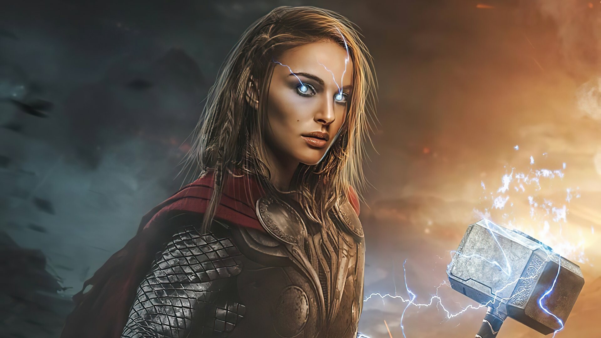 Thor: Love and Thunder: Natalie Portman, Cast as Foster in July 2009. 1920x1080 Full HD Background.