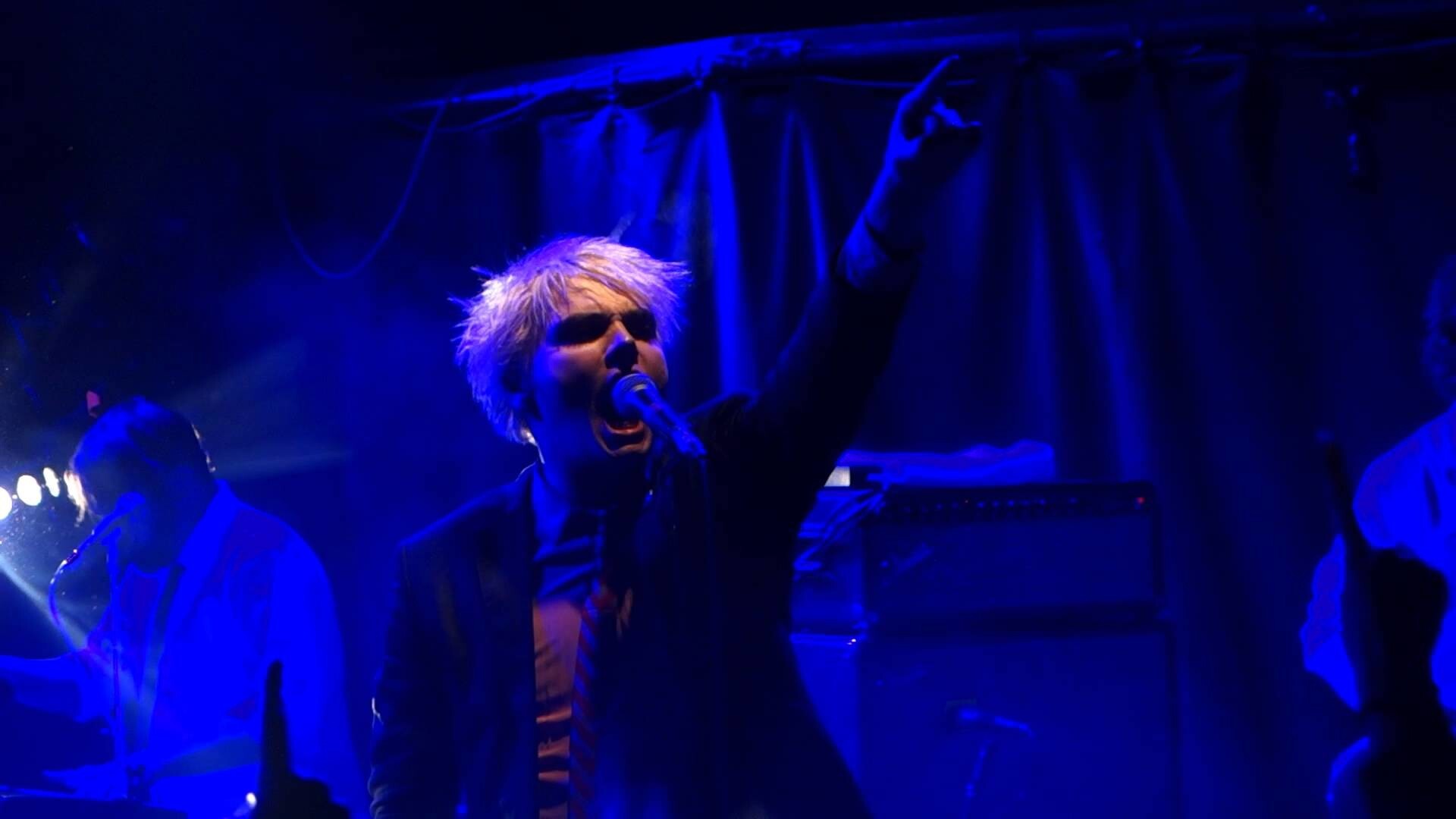 Gerard Way: Rock concert, Stage performance, The lead vocalist of the rock band My Chemical Romance. 1920x1080 Full HD Wallpaper.