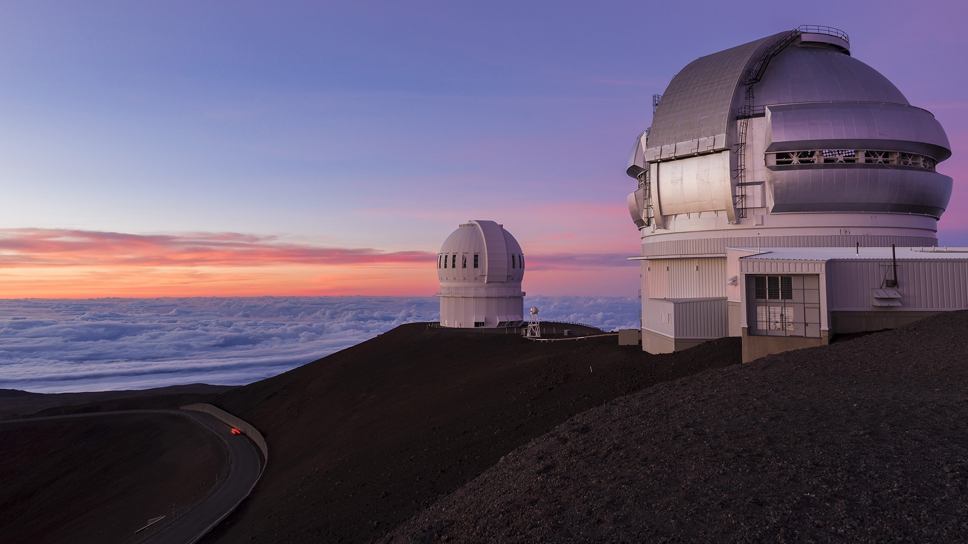 Mauna Kea Observatories, Sunset, Big Island, Hawaii, 1920x1080 Full HD Desktop