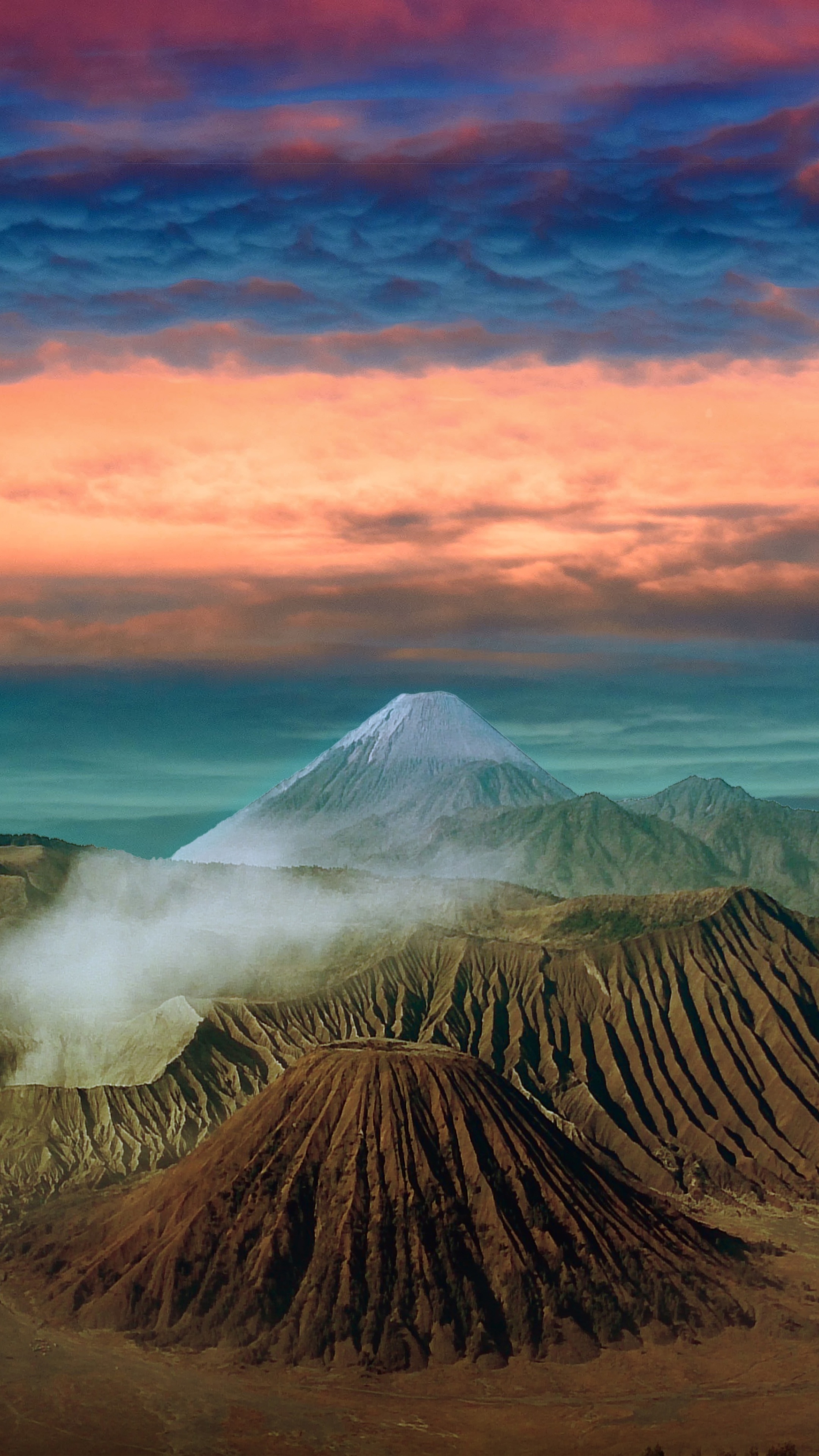 Volcano landscape clouds, Scenic beauty, 8K HD wallpapers, Captivating views, 2160x3840 4K Handy