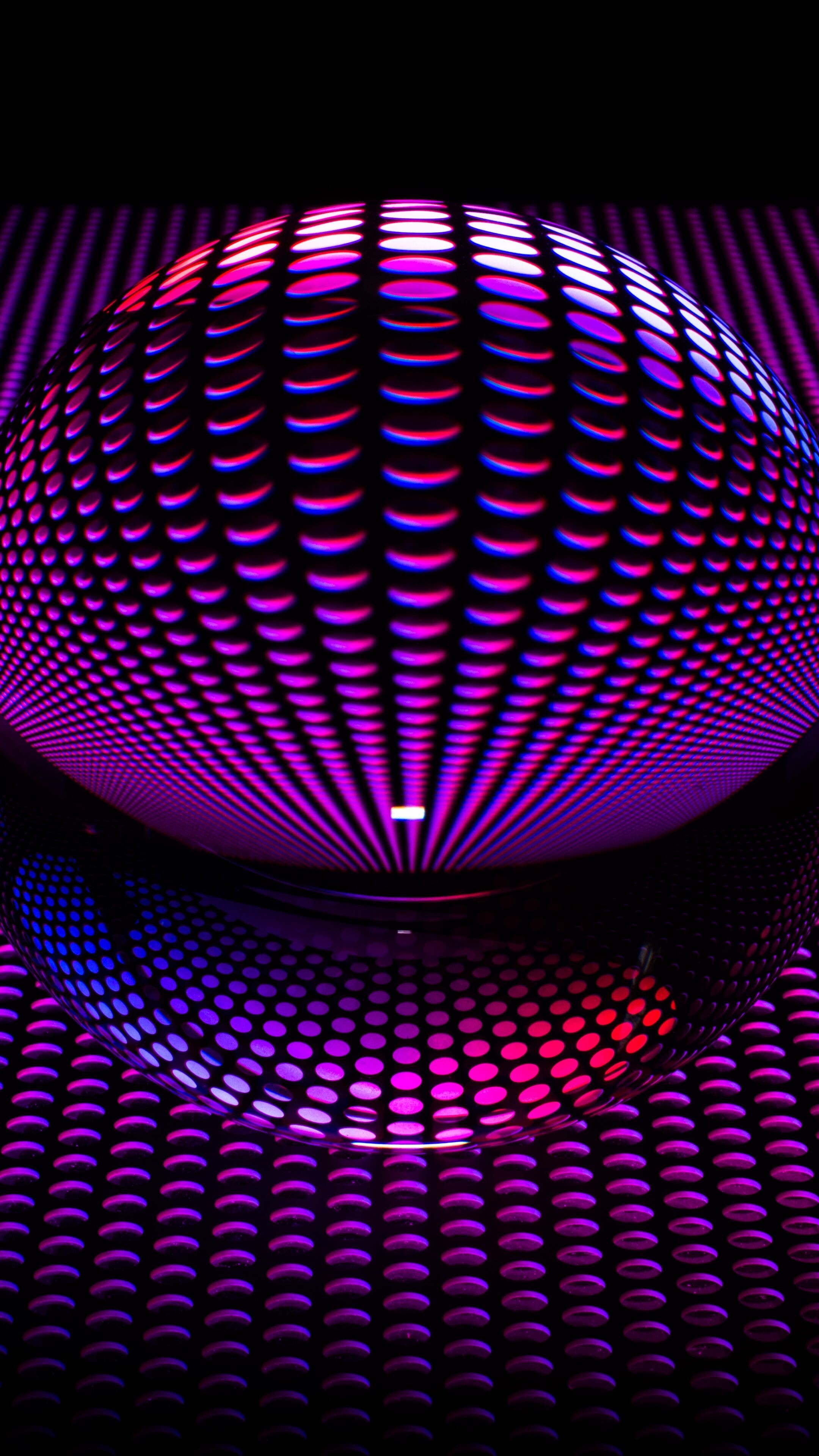 Geometry: Sphere, Reflection, Circles, Purple, Three-dimensional figure. 2160x3840 4K Background.
