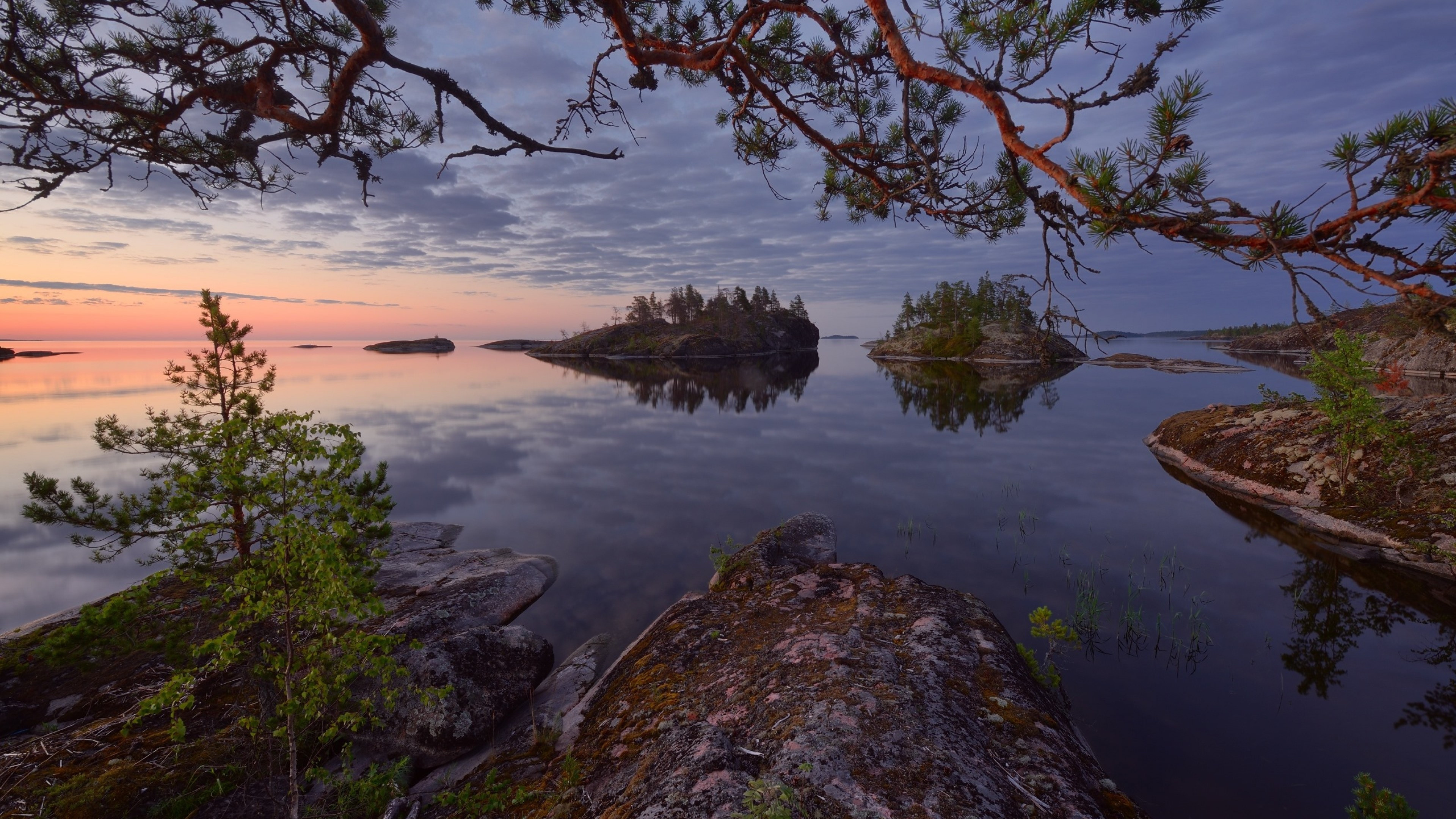 Ladoga Lake reflection, Russian beauty, UHD wallpapers, Cloudy scenery, 3840x2160 4K Desktop