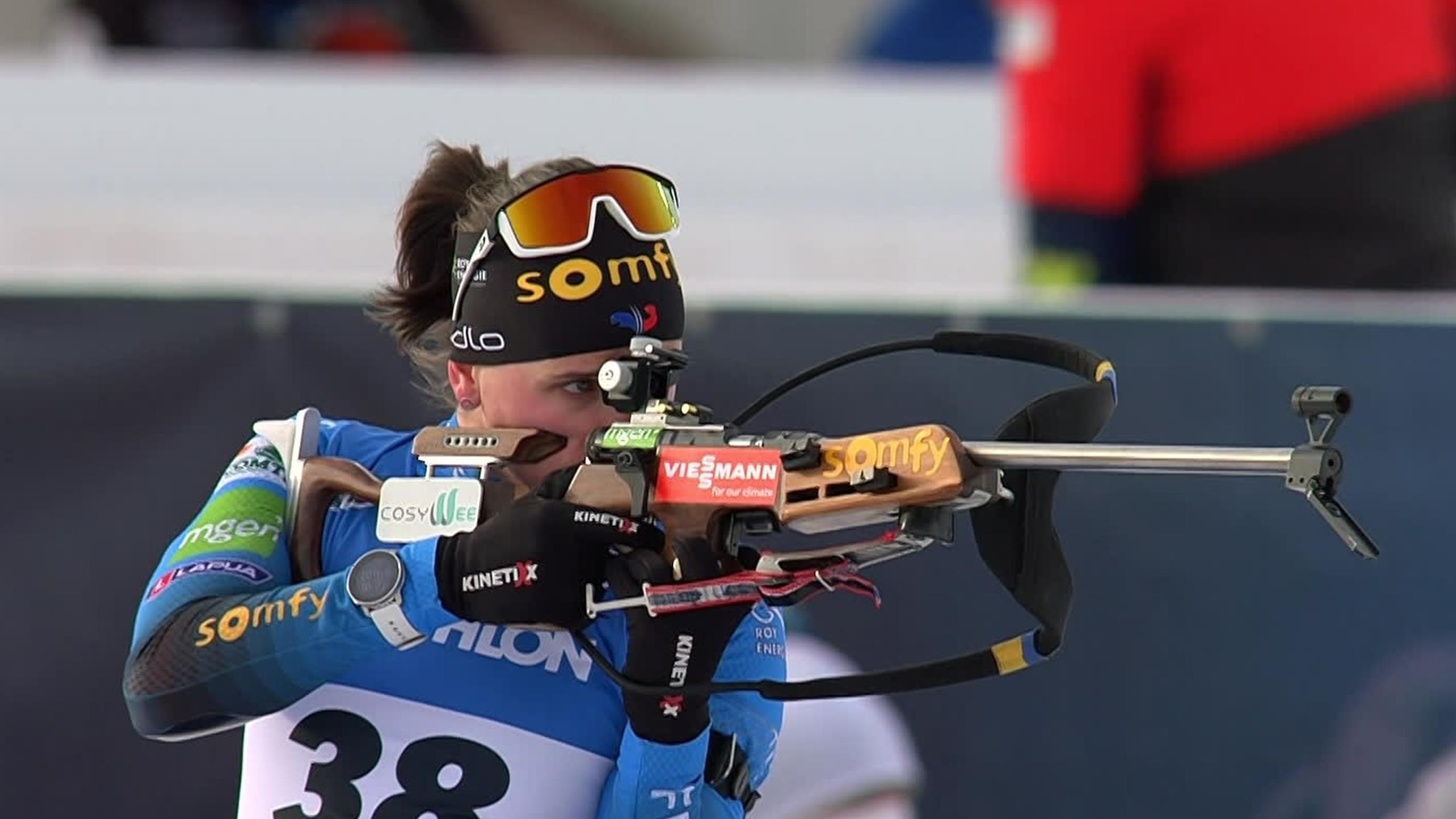 Biathlon: Julia Simon, A French biathlete, Biathlon World Cup, Sprint, Otepaa. 2560x1440 HD Background.