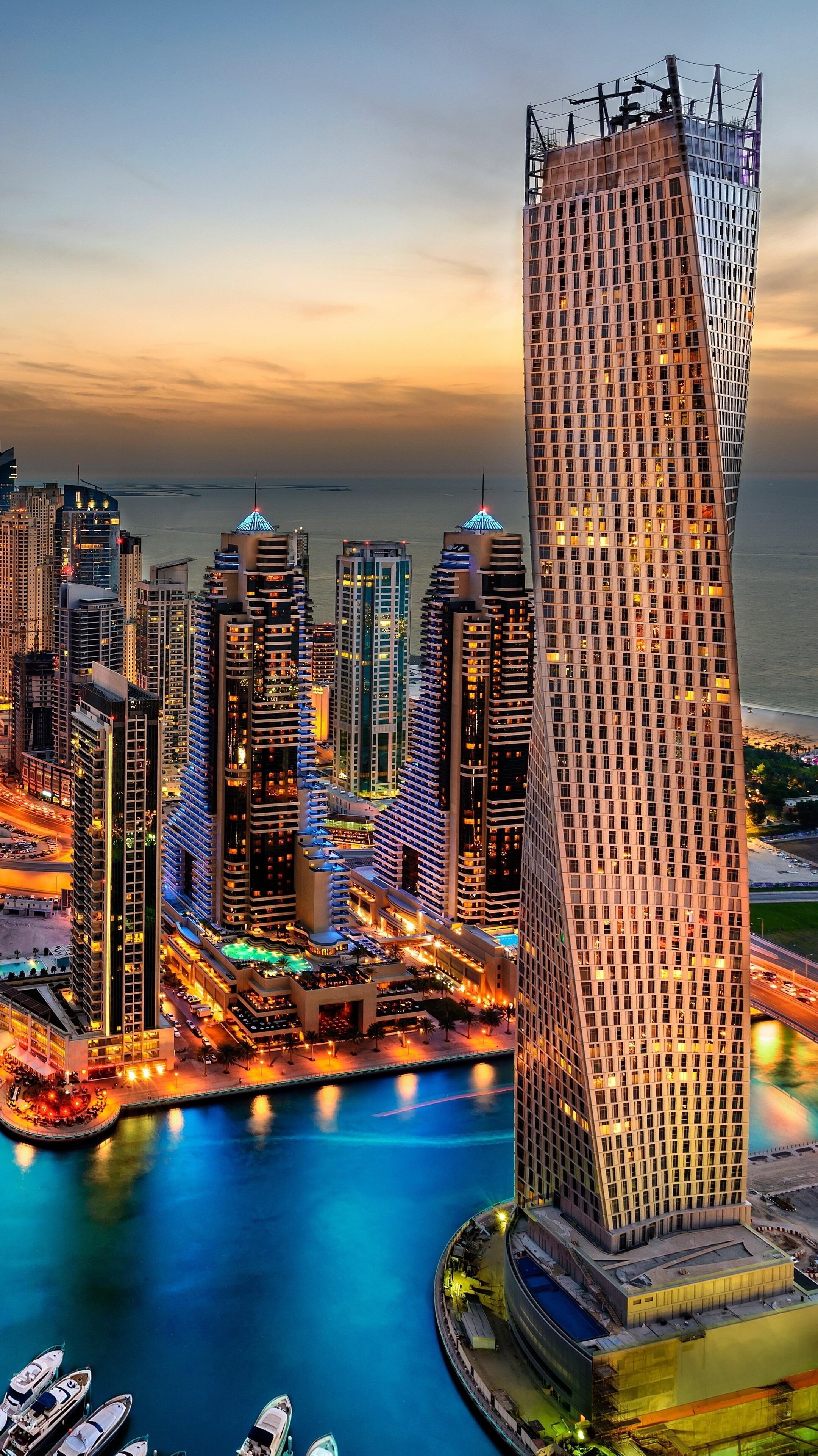 Dubai: UAE, Buildings, Skyscrapers, Cayan Tower. 2160x3840 4K Wallpaper.