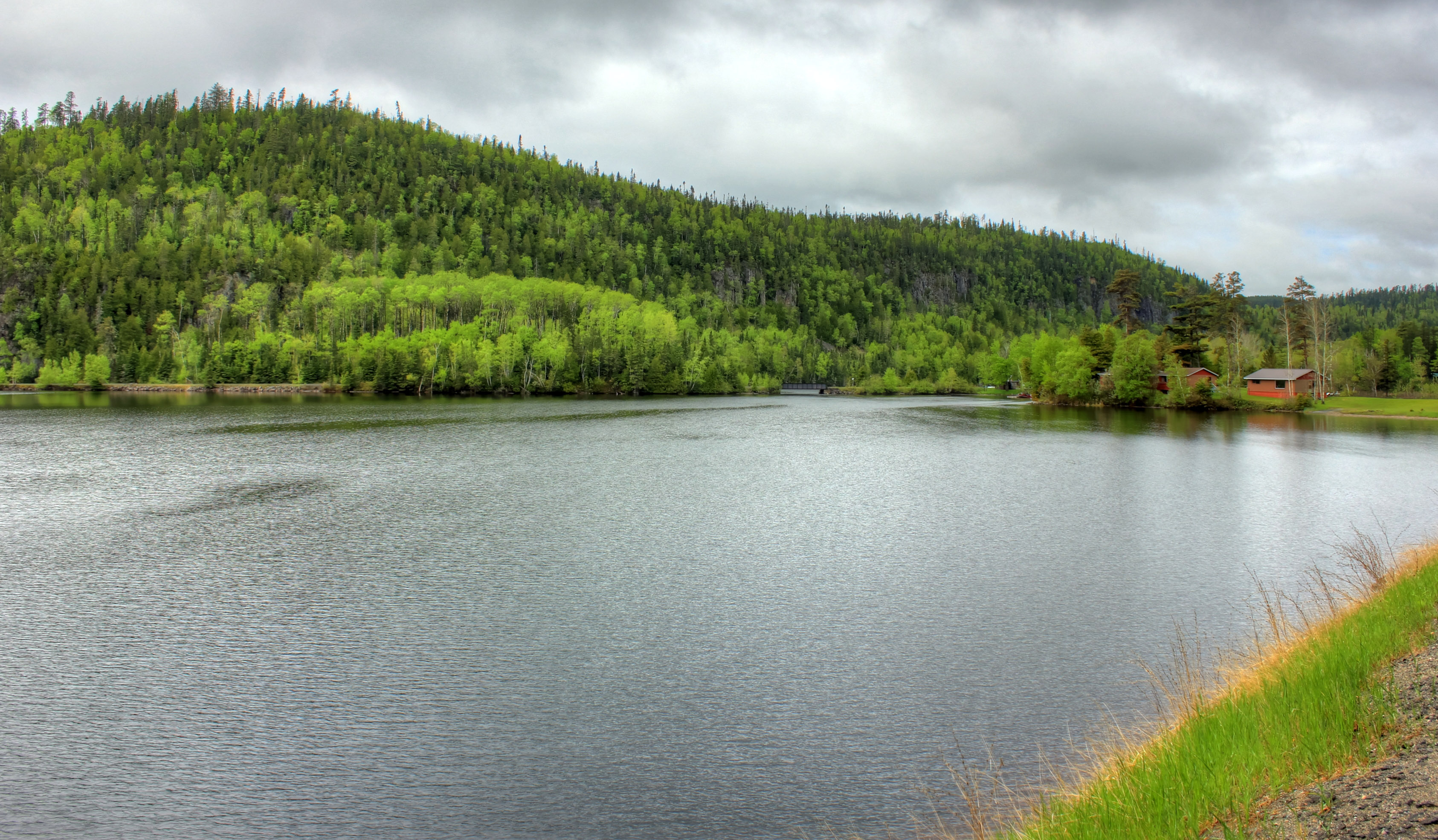 Nipigon Lake, Lakeside panorama, Tranquil scenery, Public domain image, 3380x1980 HD Desktop