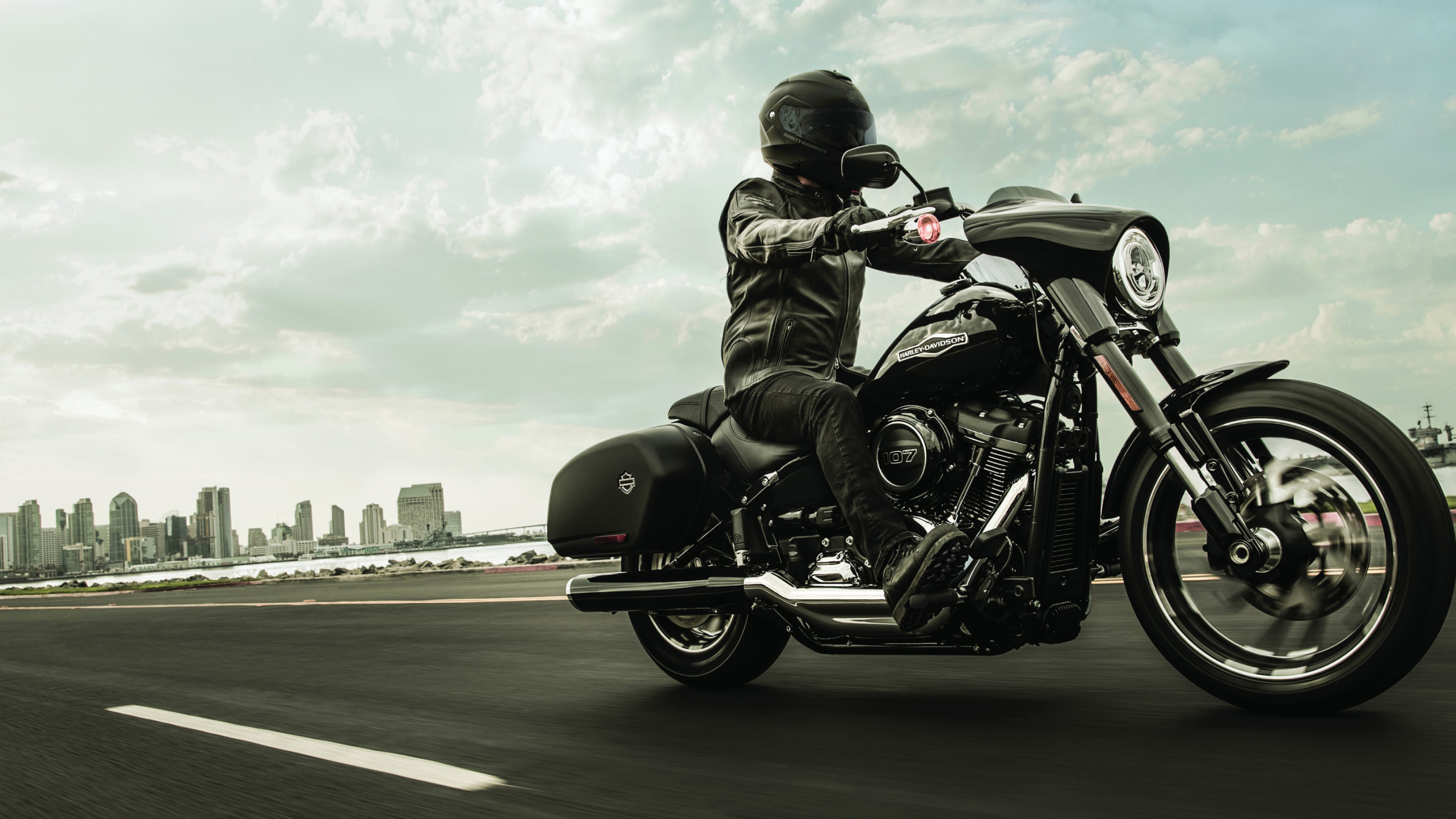 Harley-Davidson Sport Glide, Adventure motorcycle, All-purpose ride, Stylish cruiser, 3840x2160 4K Desktop