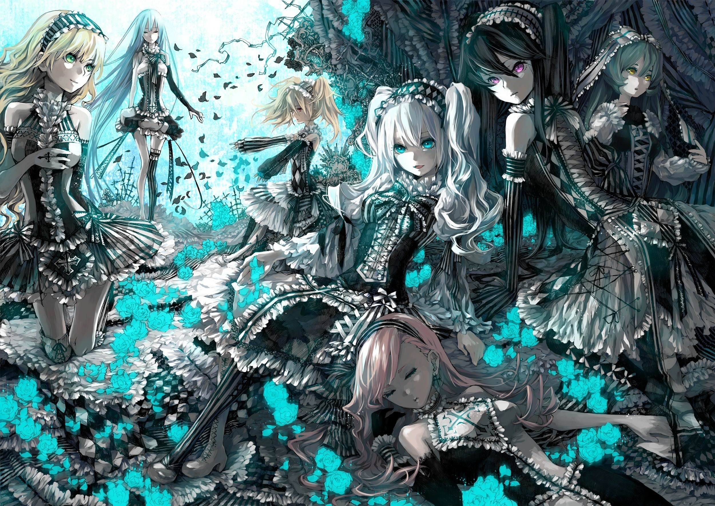 Gothic Anime: Gothic Lolita fashion, Victorian atmosphere, Medieval style subculture. 2500x1770 HD Background.