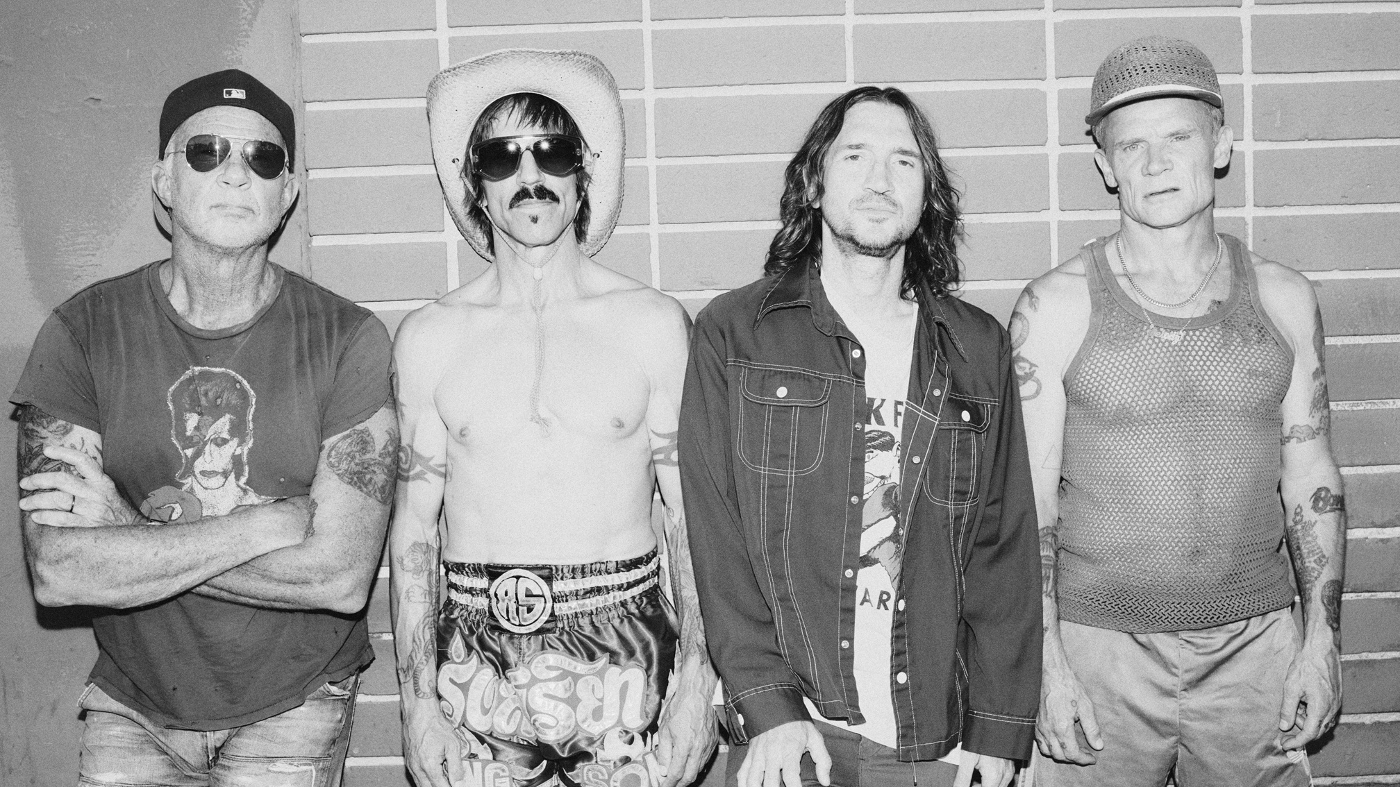 Red Hot Chili Peppers: The Grammy Award-winning “Give It Away”, Released by the band in 1991, Black and white. 2020x1140 HD Wallpaper.