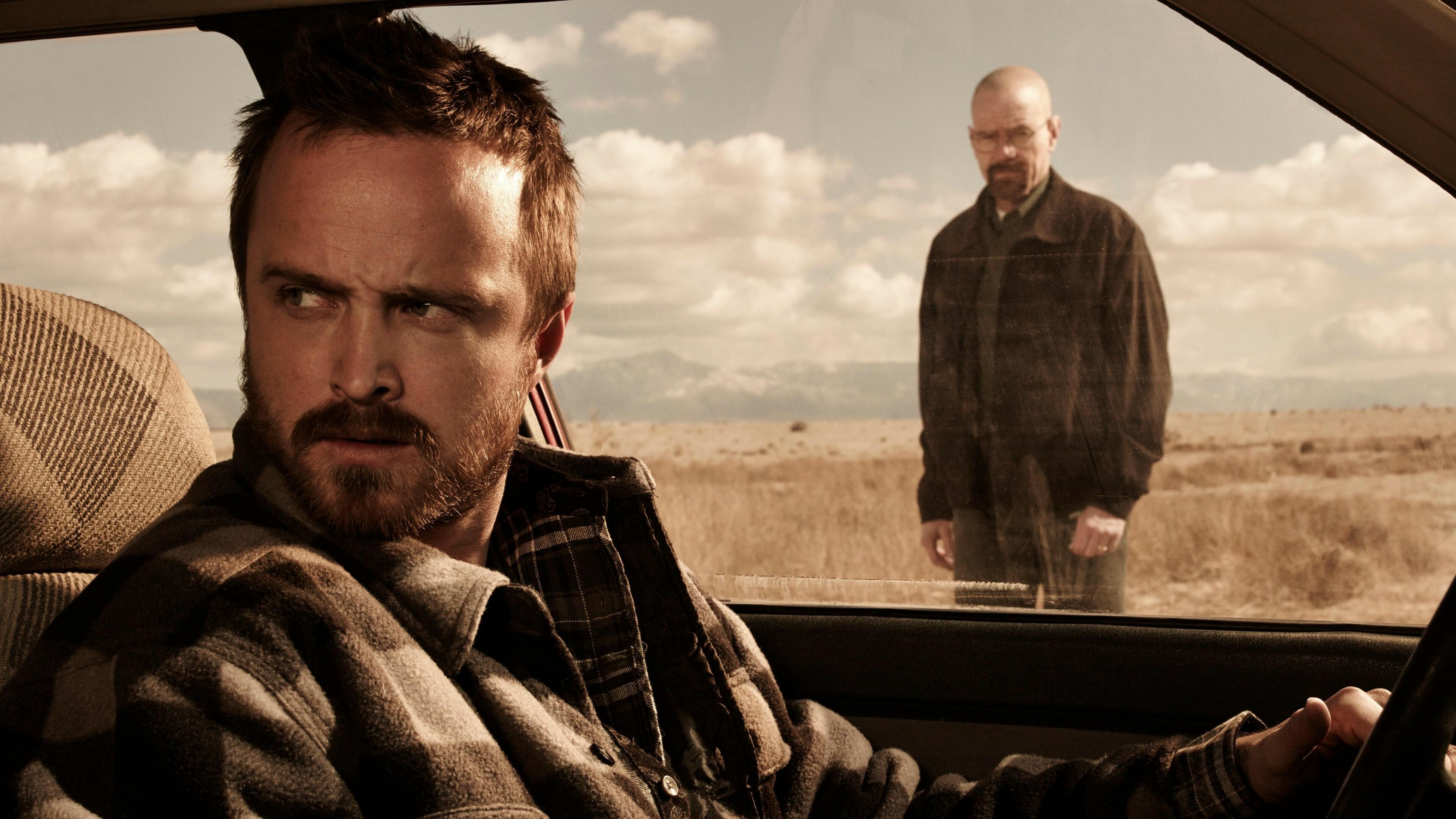 Breaking Bad: Bryan Cranston, Aaron Paul, An American actor, best known for portraying Jesse Pinkman in the AMC series. 3840x2160 4K Background.