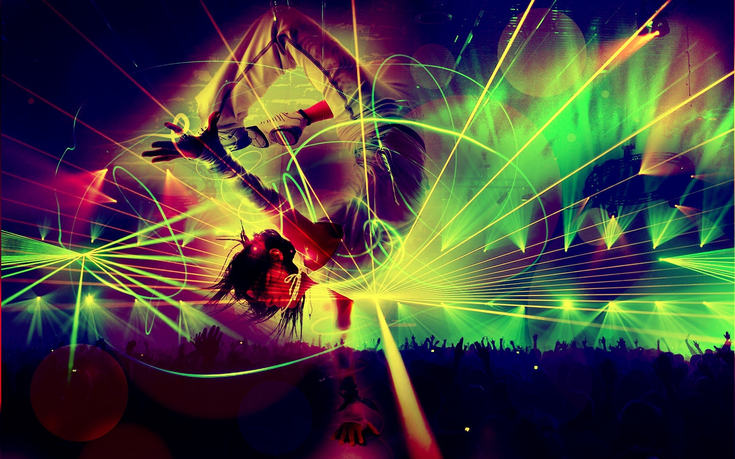 Party: Dance, Psychedelic, Rave, Neon. 2560x1600 HD Background.