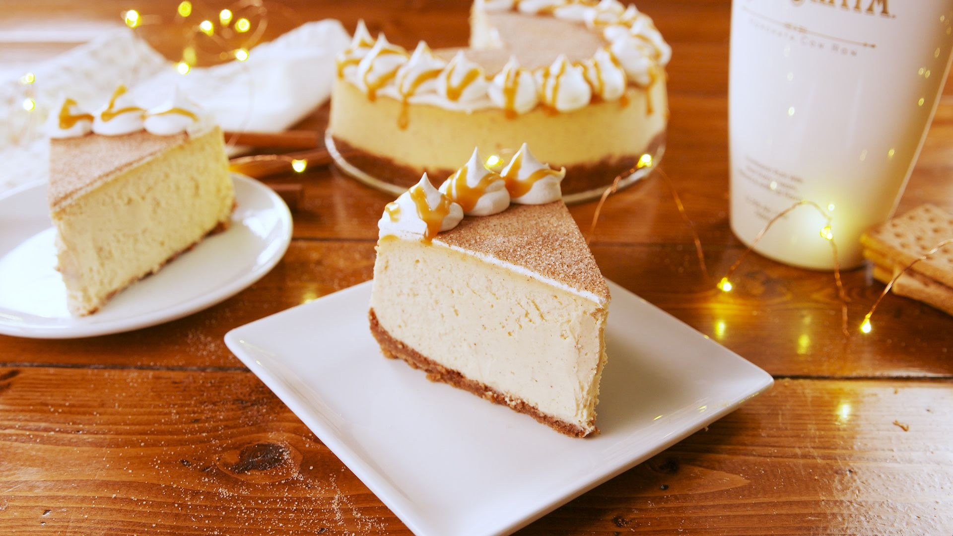 Cheesecake: Very creamy and sweet without the texture of a cake. 1920x1080 Full HD Background.