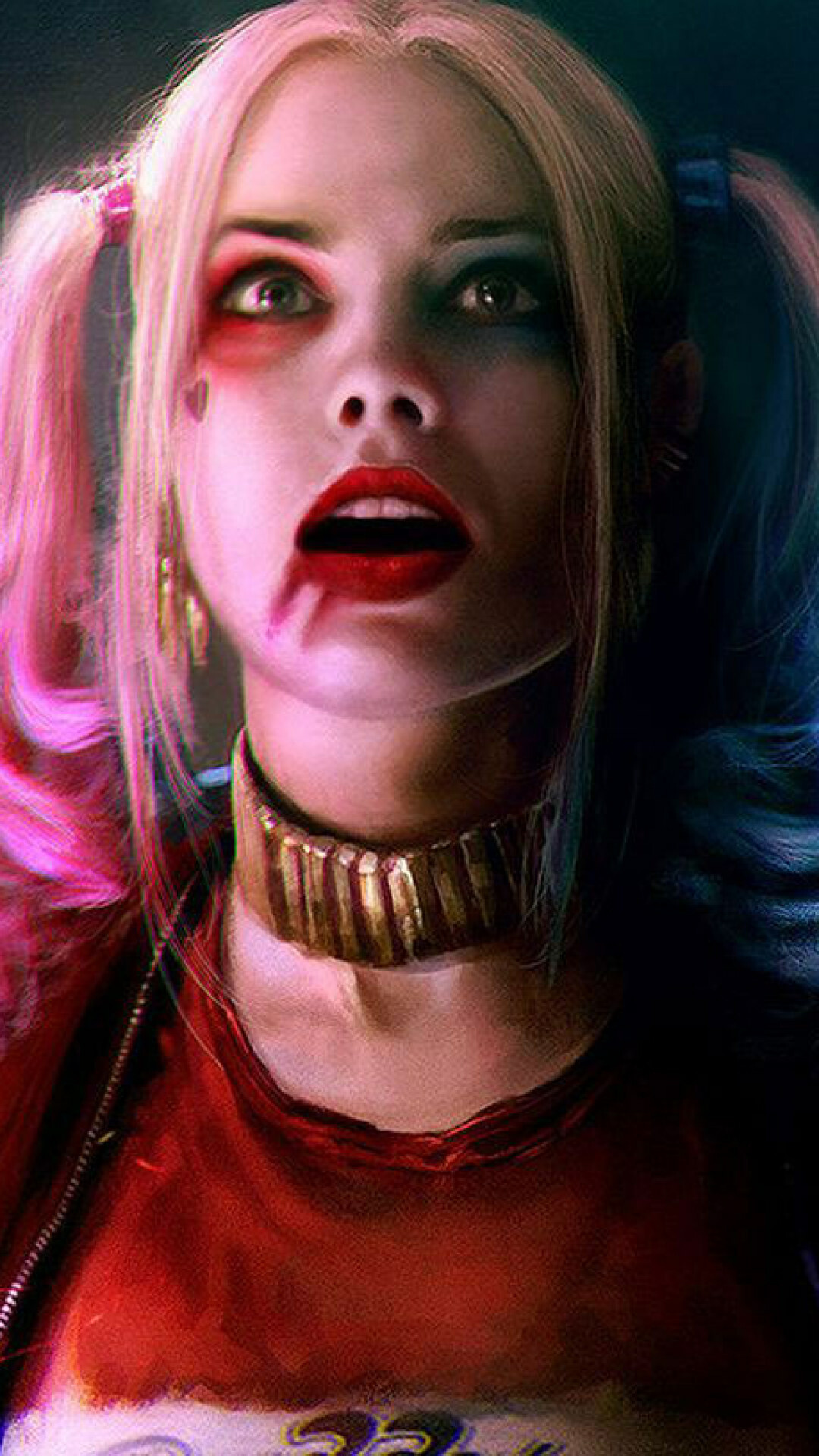 Suicide Squad: Harley Quinn is seen as both a ruthless villain undeserving of sympathy and a tragic character. 1080x1920 Full HD Background.