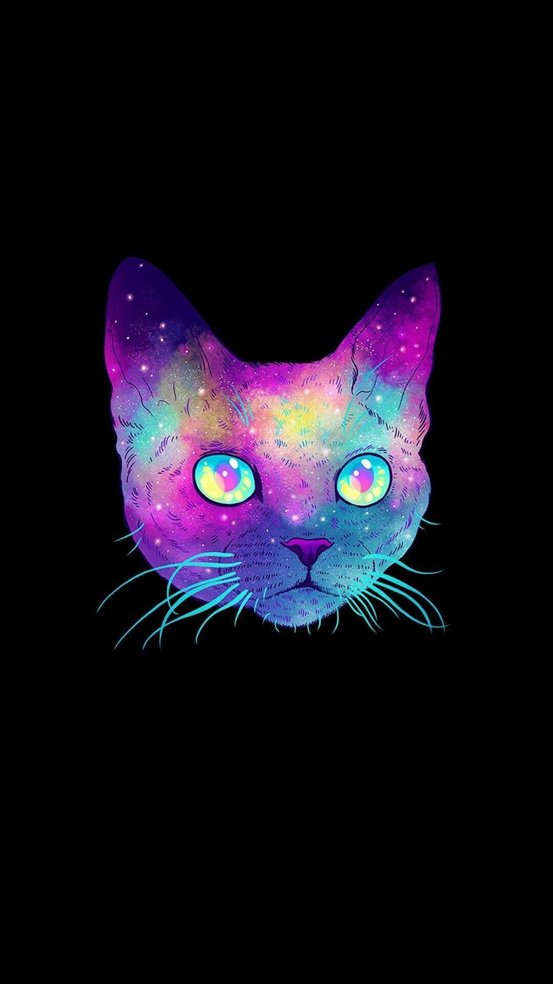 Trippy cat, Colorful and psychedelic, Mind-bending visuals, Surreal feline, 1080x1920 Full HD Phone
