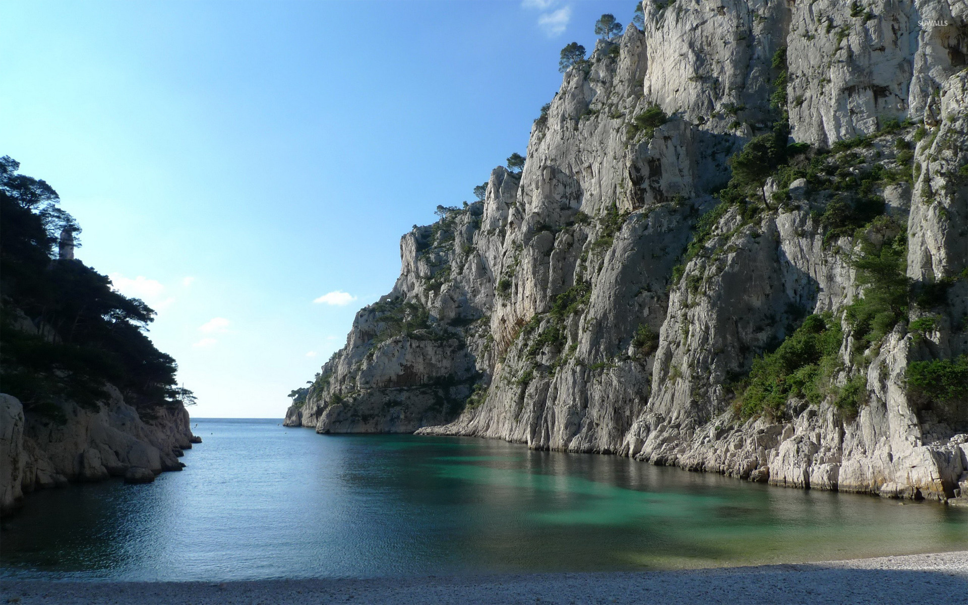 Lagoon, Majestic cliffs, Beach getaway, Beautiful shoreline, 1920x1200 HD Desktop