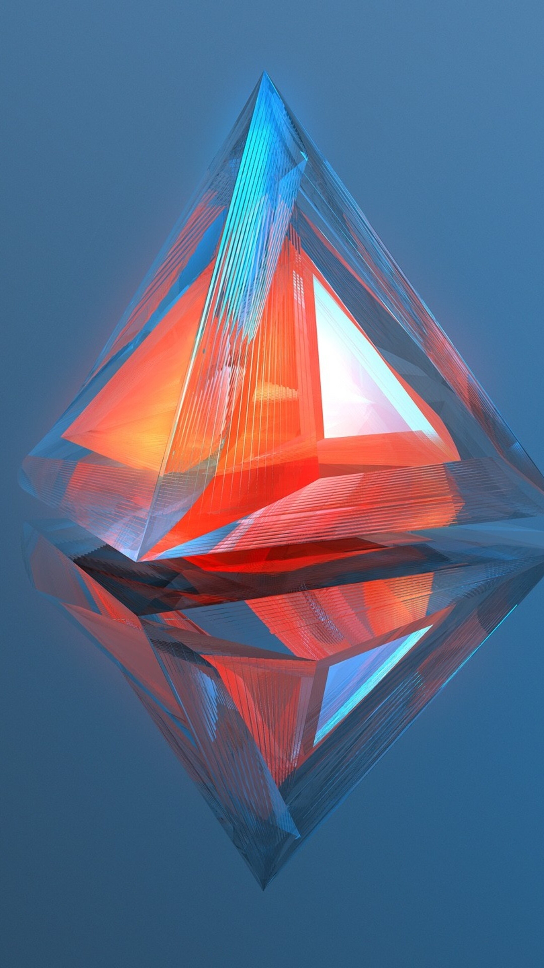 Triangle: Geometry, Digital Art, Three-dimensional space, Pyramid. 2160x3840 4K Wallpaper.