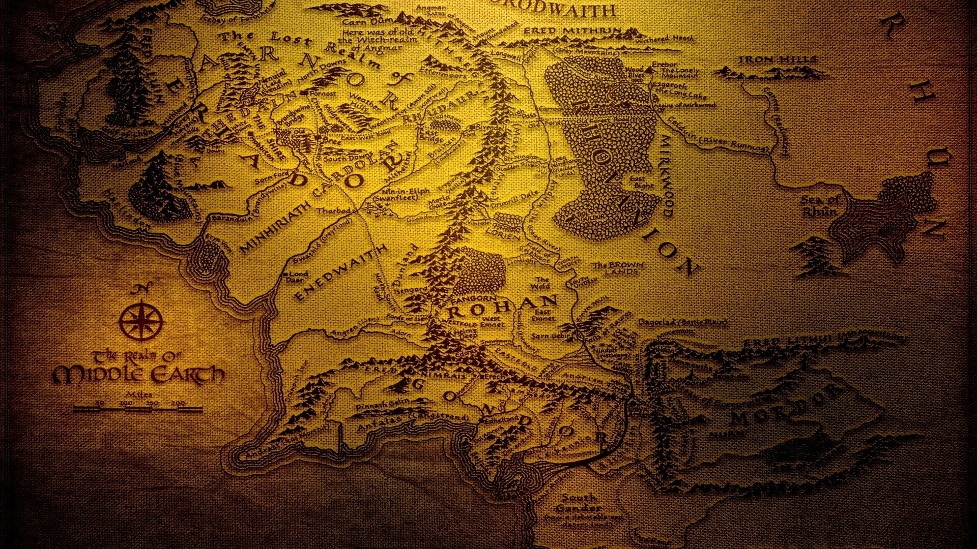 The Lord of the Rings: Middle-earth, The main continent of Earth (Arda) in an imaginary period of the Earth's past. 1920x1080 Full HD Wallpaper.