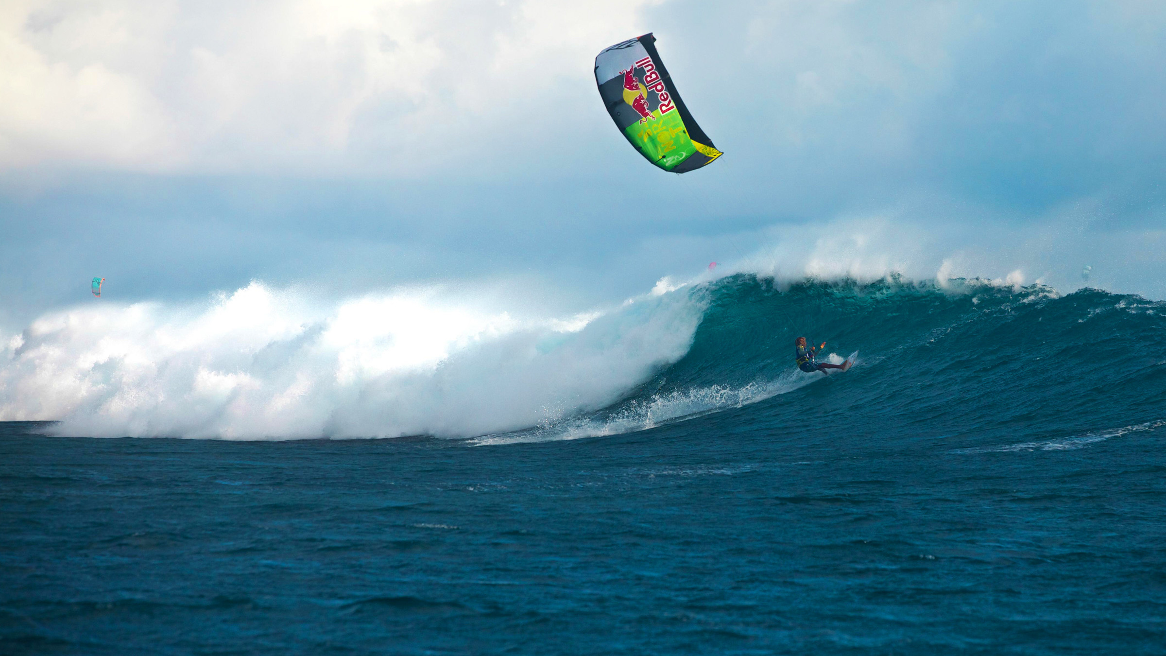 Kiteboarding: Kite steering in waves, Learning to kitesurf big waves, A synergy of wind and water. 2400x1350 HD Wallpaper.