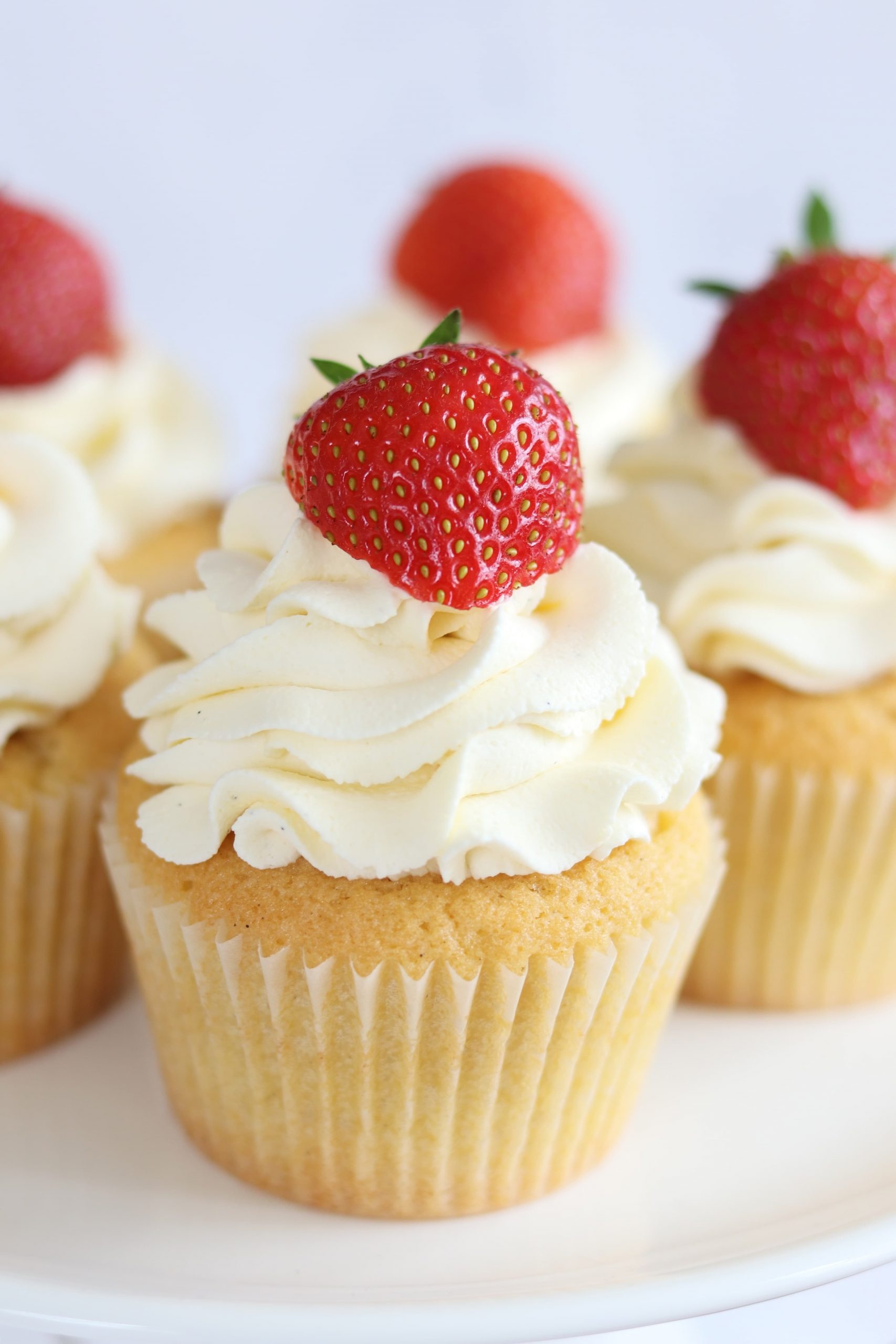 Vanilla cupcakes with strawberries, Whipped cream topping, Fresh and fruity, Irresistible dessert, 1710x2560 HD Phone