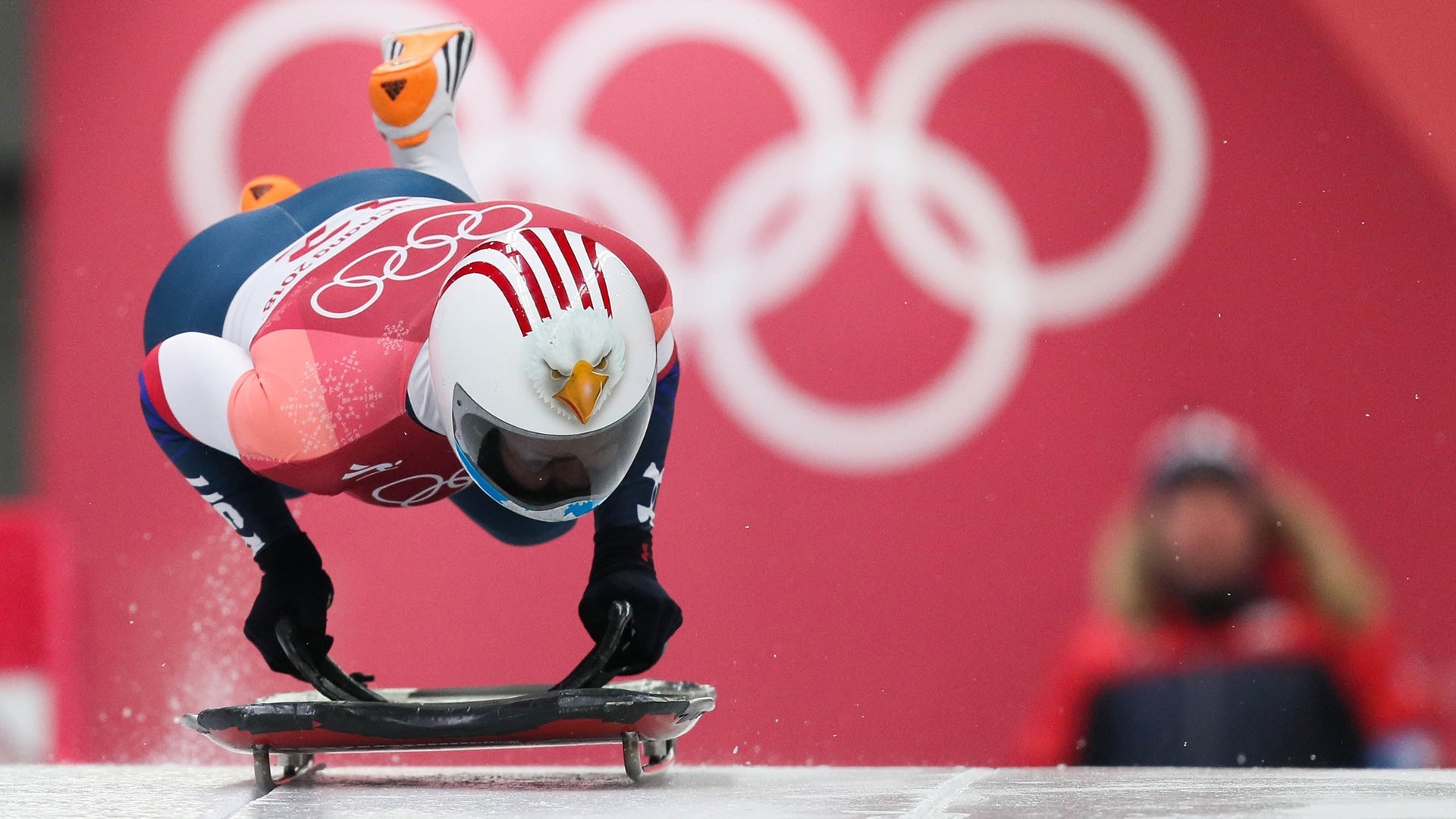 Skeleton (Sport): American racer Katie Uhlaender at her fifth Olympic Games, Beijing 2022. 1920x1080 Full HD Wallpaper.