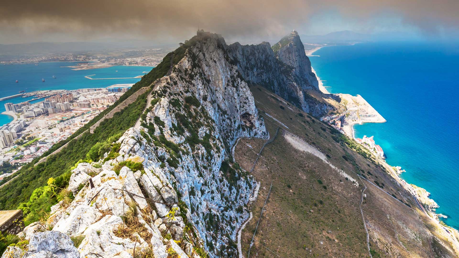 View of the rock of Gibraltar, Breathtaking panorama, Bing gallery, Captivating landscape, 1920x1080 Full HD Desktop