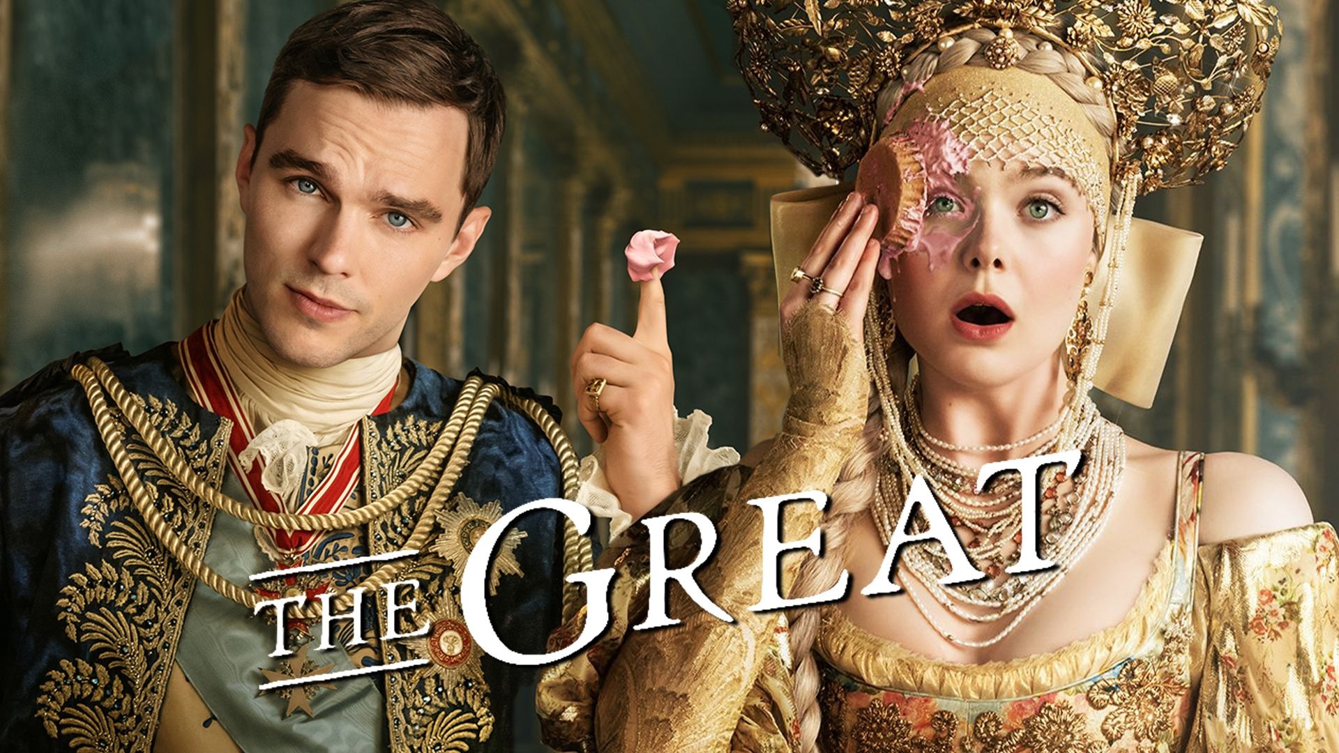 The Great (TV series): The comedy portraying Catherine in her youth, Elle Fanning, Nicholas Hoult. 1920x1080 Full HD Background.