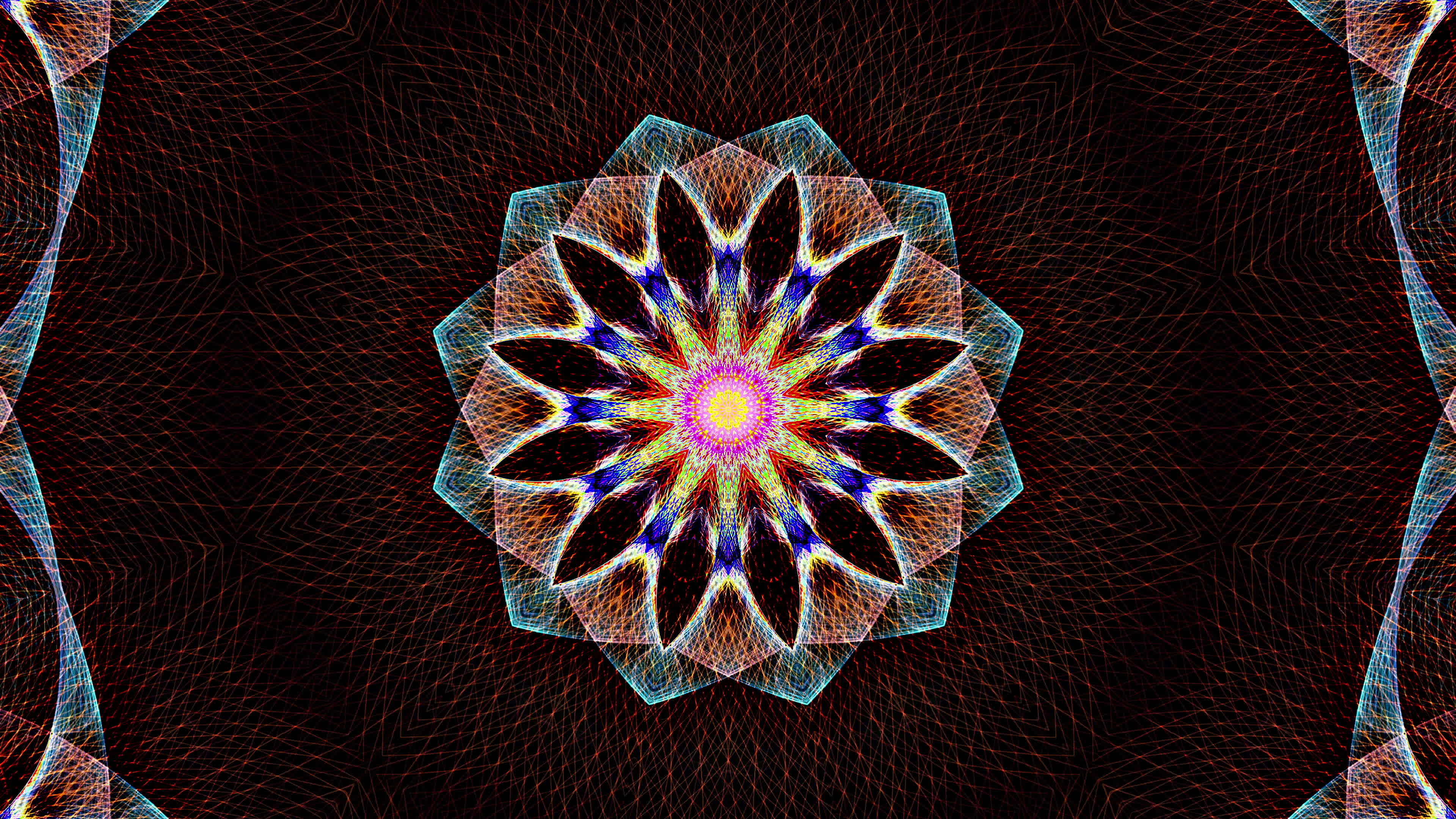 Hypnotic flower mandala, Seamless patterns, Looping animation, Mesmerizing stock video, 3840x2160 4K Desktop