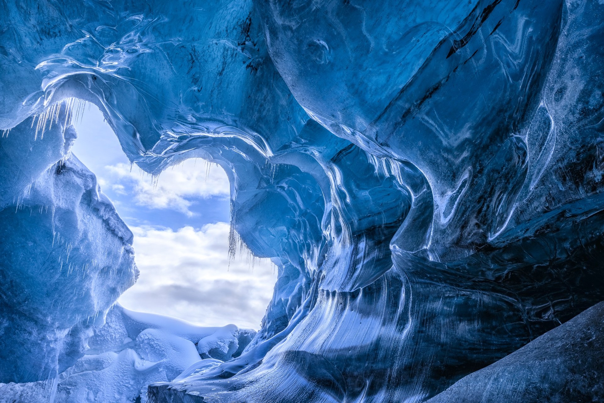 Ice cave wonder, Frozen beauty, Nature's hidden gem, Crystal-clear magic, 1920x1280 HD Desktop