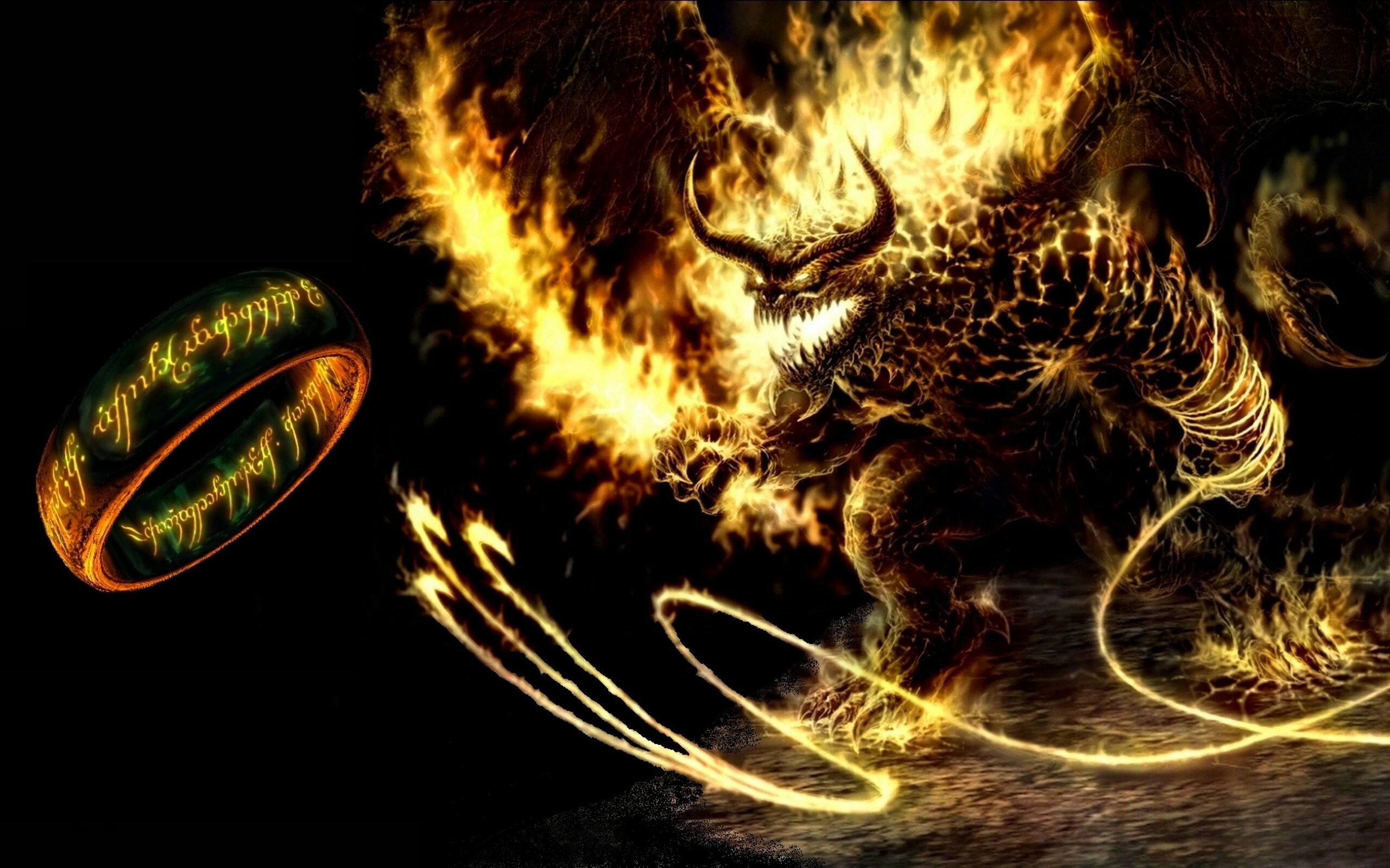 The Lord of the Rings: LOTR, One Ring, called the Ruling Ring and Isildur's Bane. 2560x1600 HD Background.
