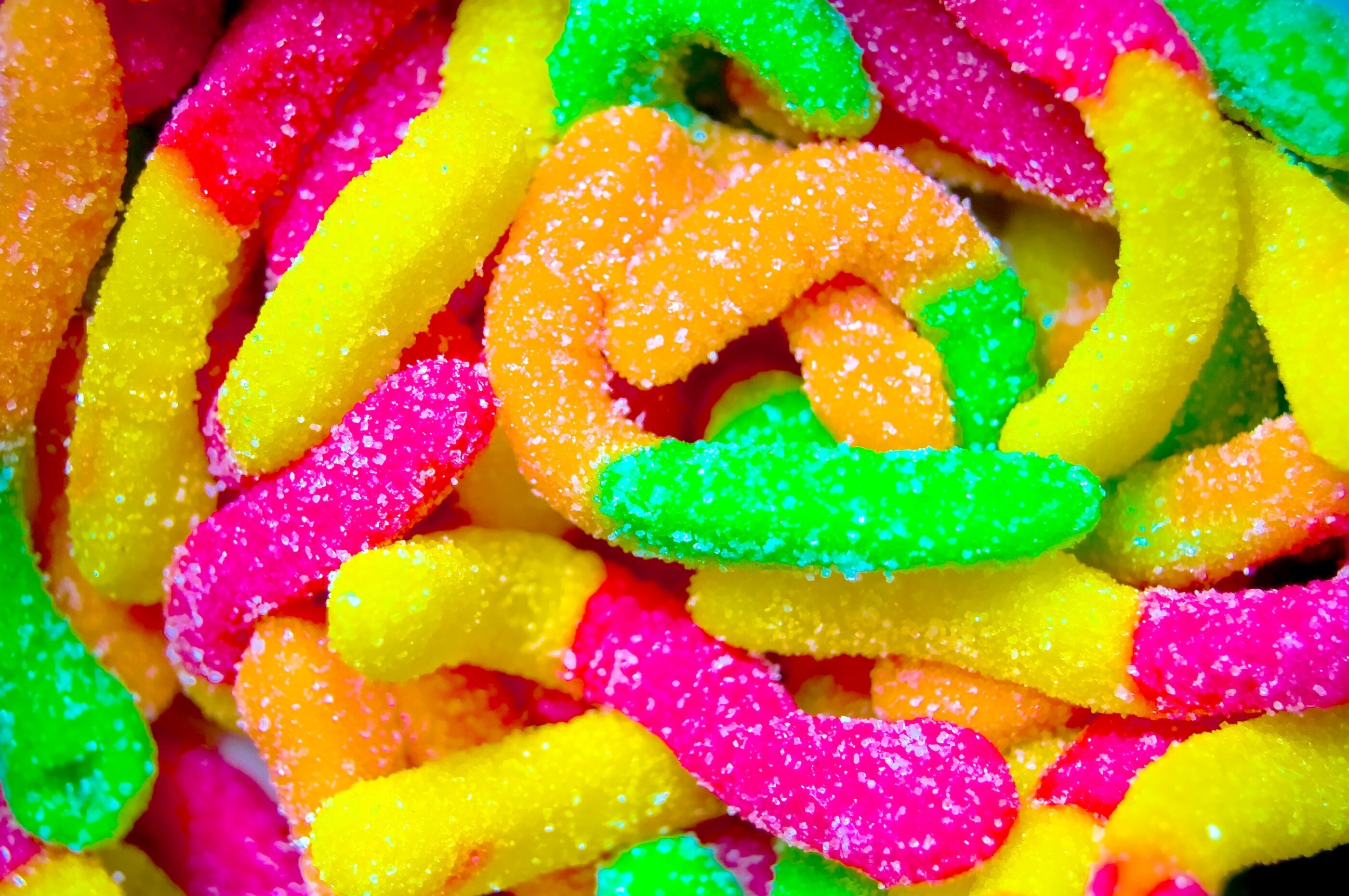 Sweets: Gummies, Available in a wide variety of shapes, Worms. 2800x1870 HD Wallpaper.