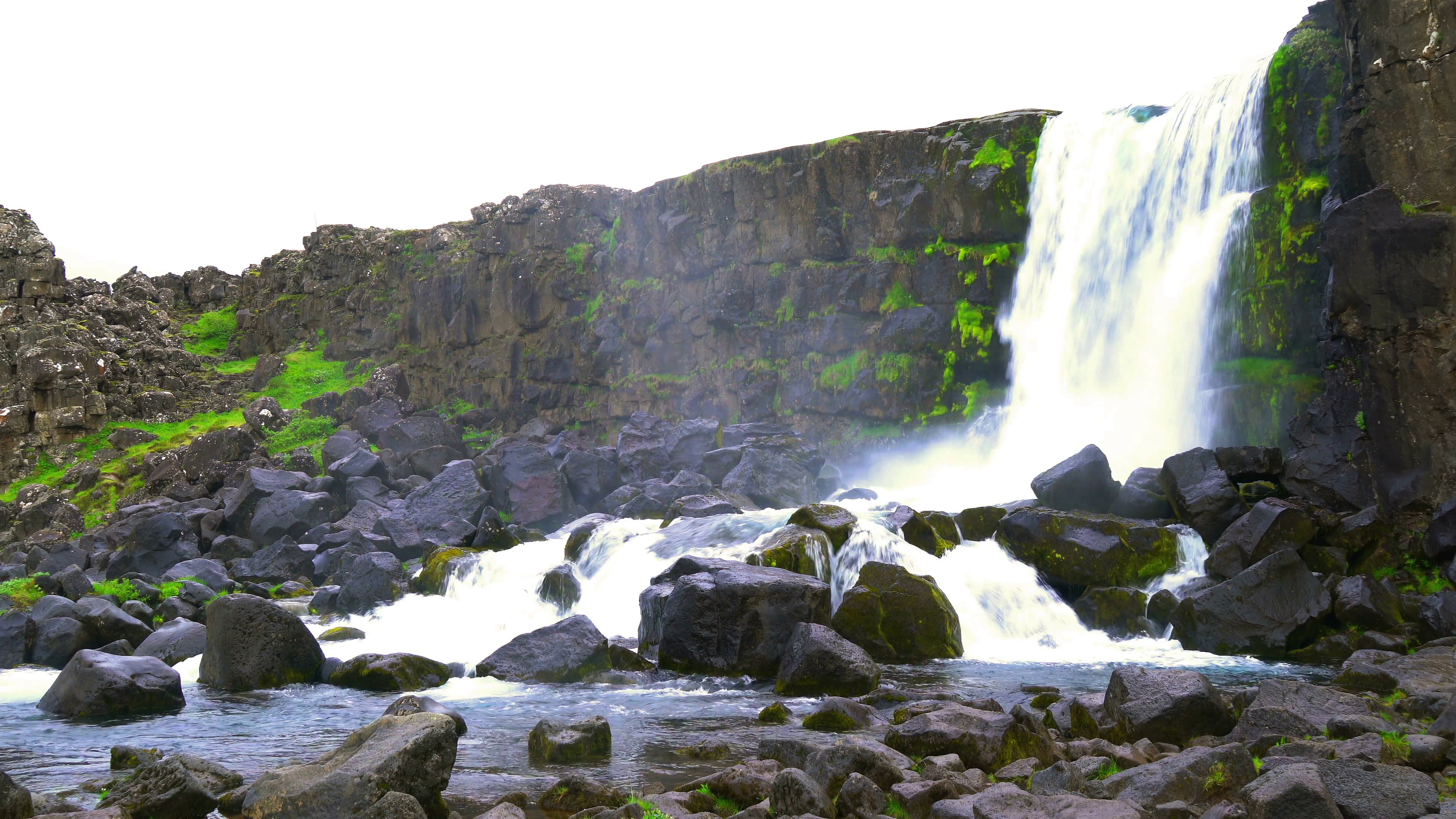 Aussicht auf den Oxararfoss-Wasserfall, 3840x2160 4K Desktop