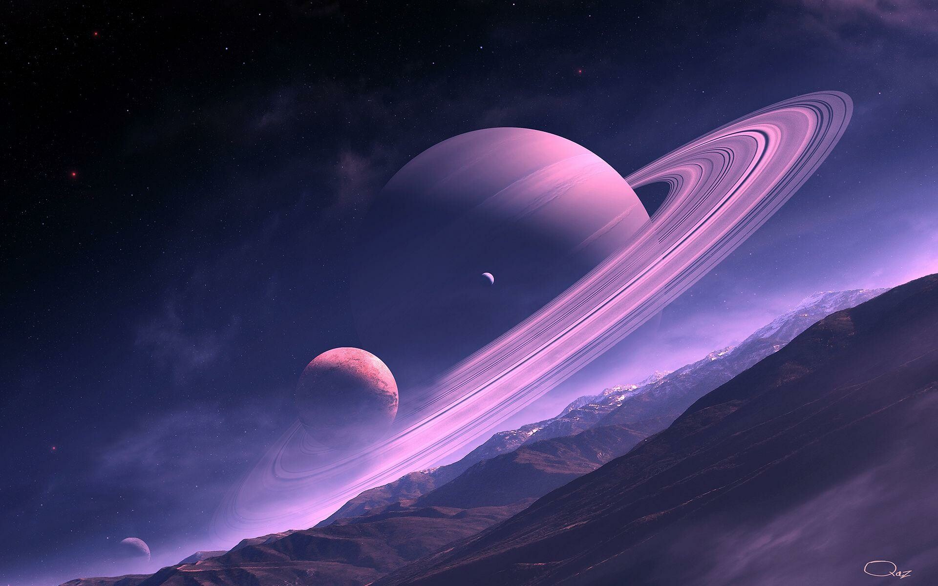 Saturn: A 'gas giant' planet, with an iron-nickel core surrounded by metallic hydrogen. 1920x1200 HD Wallpaper.