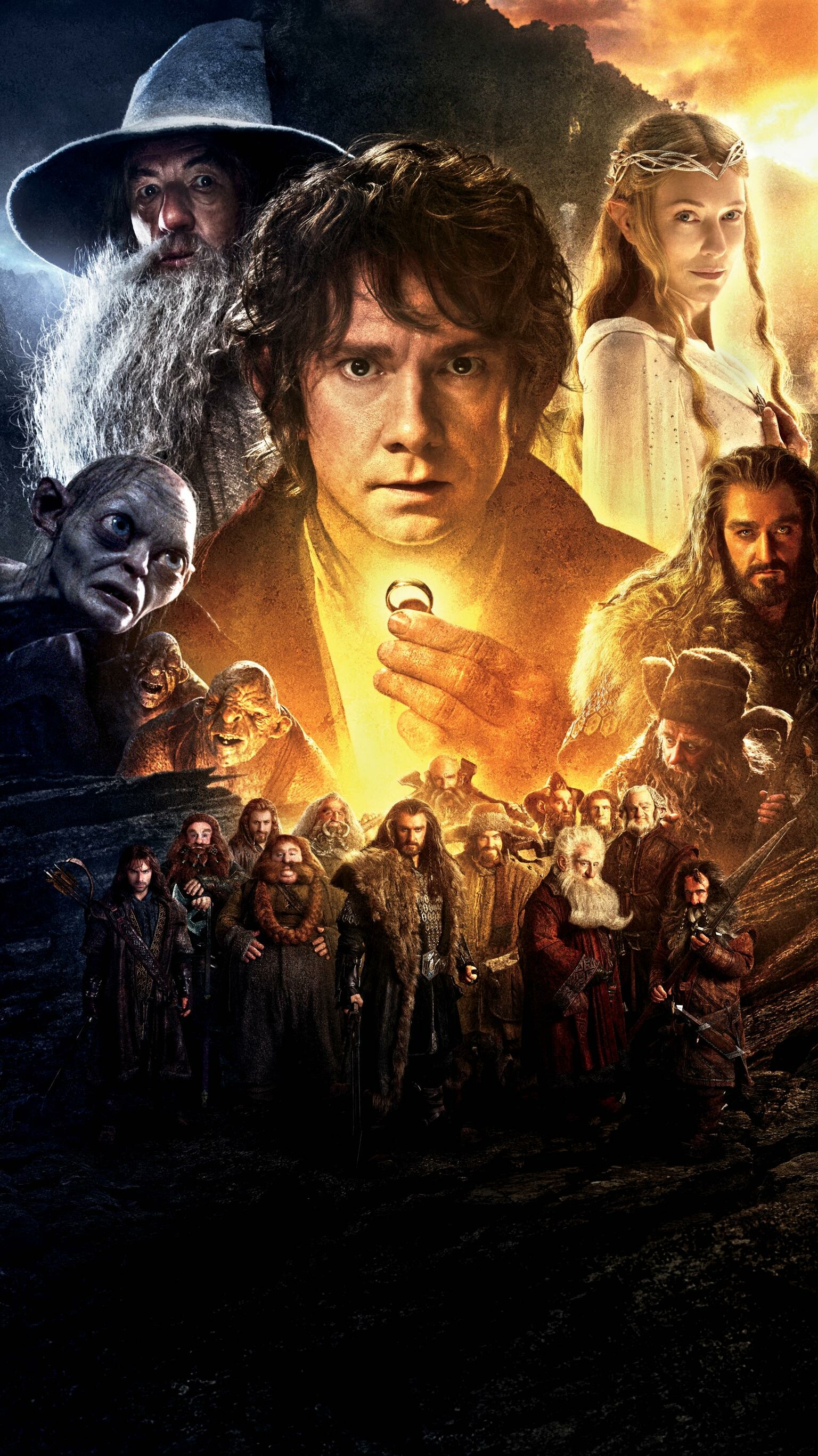 The Hobbit: A series of three epic high fantasy adventure films directed by Peter Jackson. 1540x2740 HD Wallpaper.