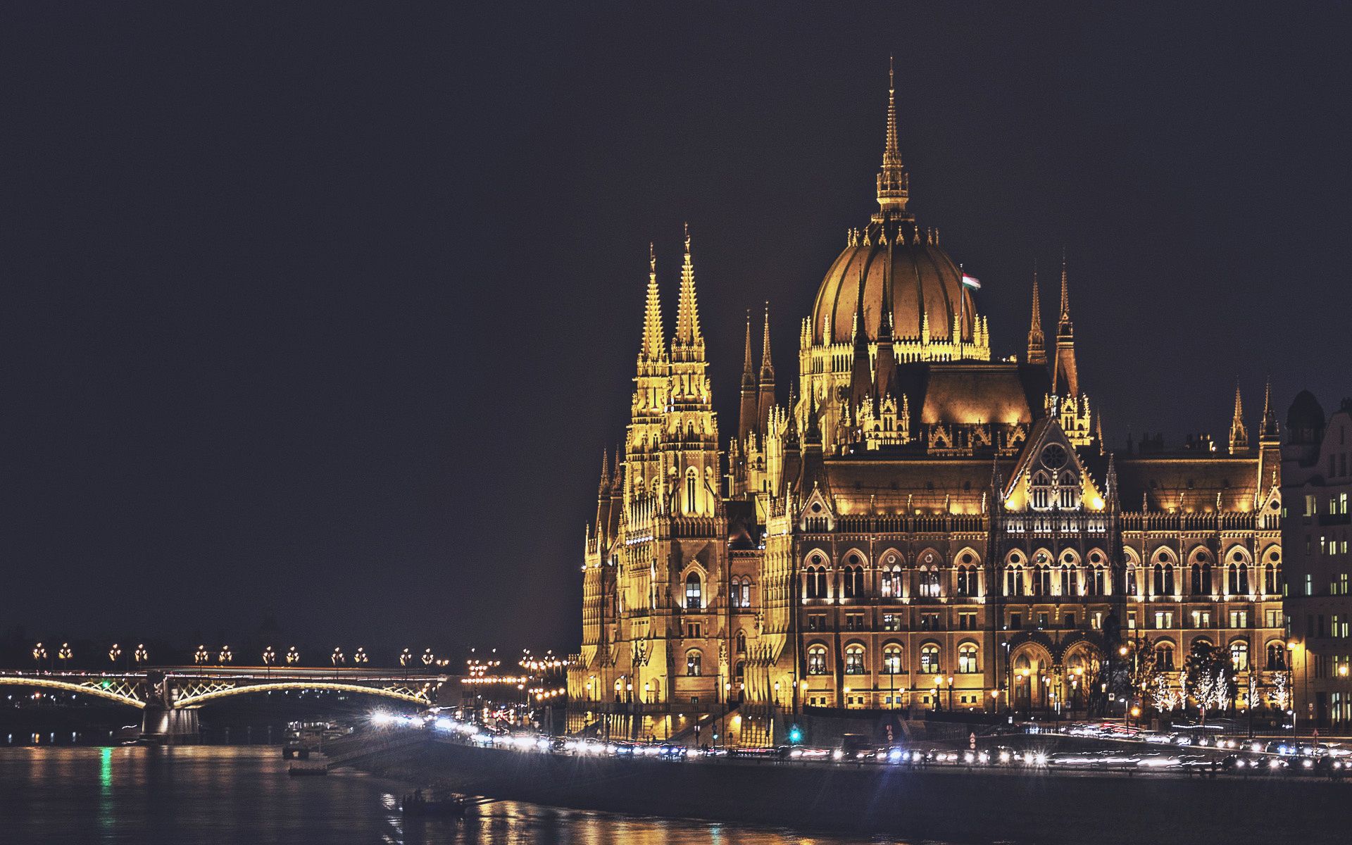 Budapest: Parliament, Nightscape, Landmarks, Danube River. 1920x1200 HD Wallpaper.