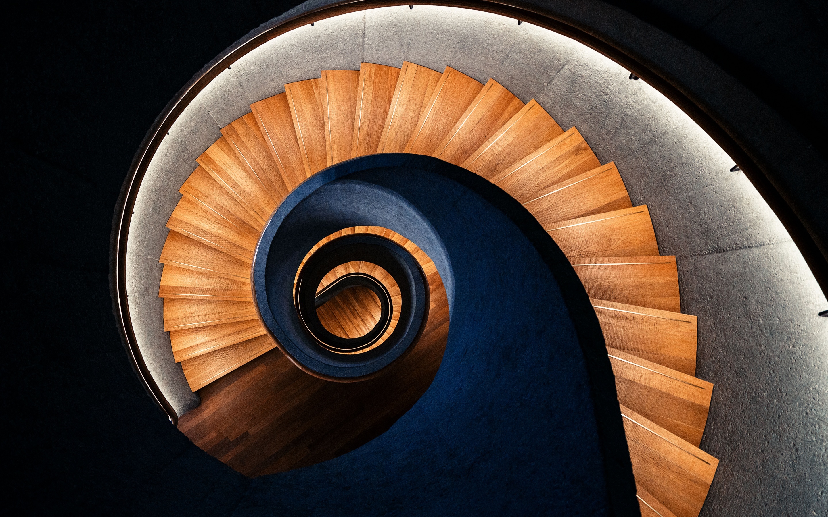 Spiral staircase wallpaper, 4K wooden stairs, 2880x1800 HD Desktop