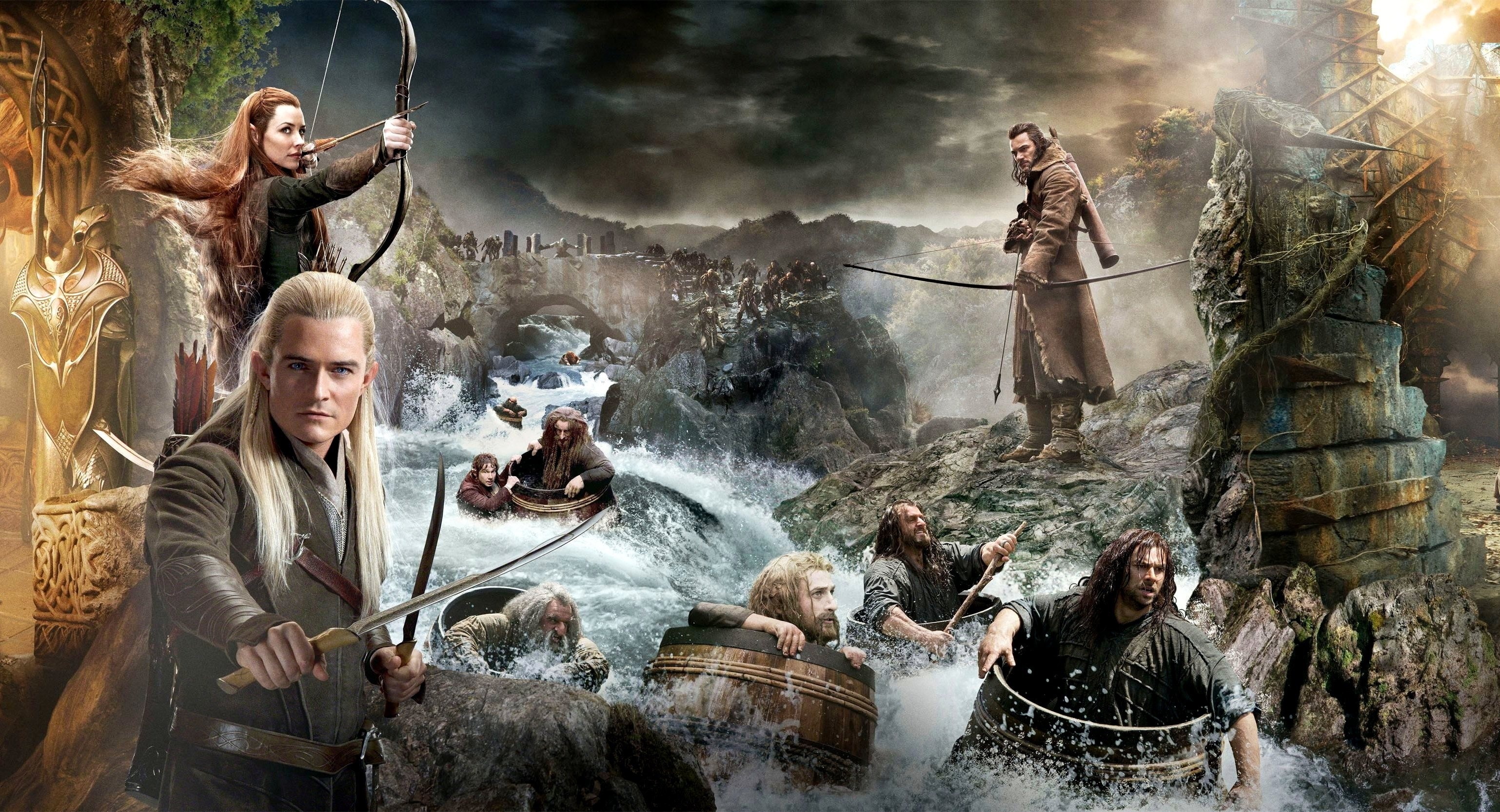 Hobbits and Elves, Collage of fantasy, Poster backgrounds, Epic adventure, 3080x1670 HD Desktop