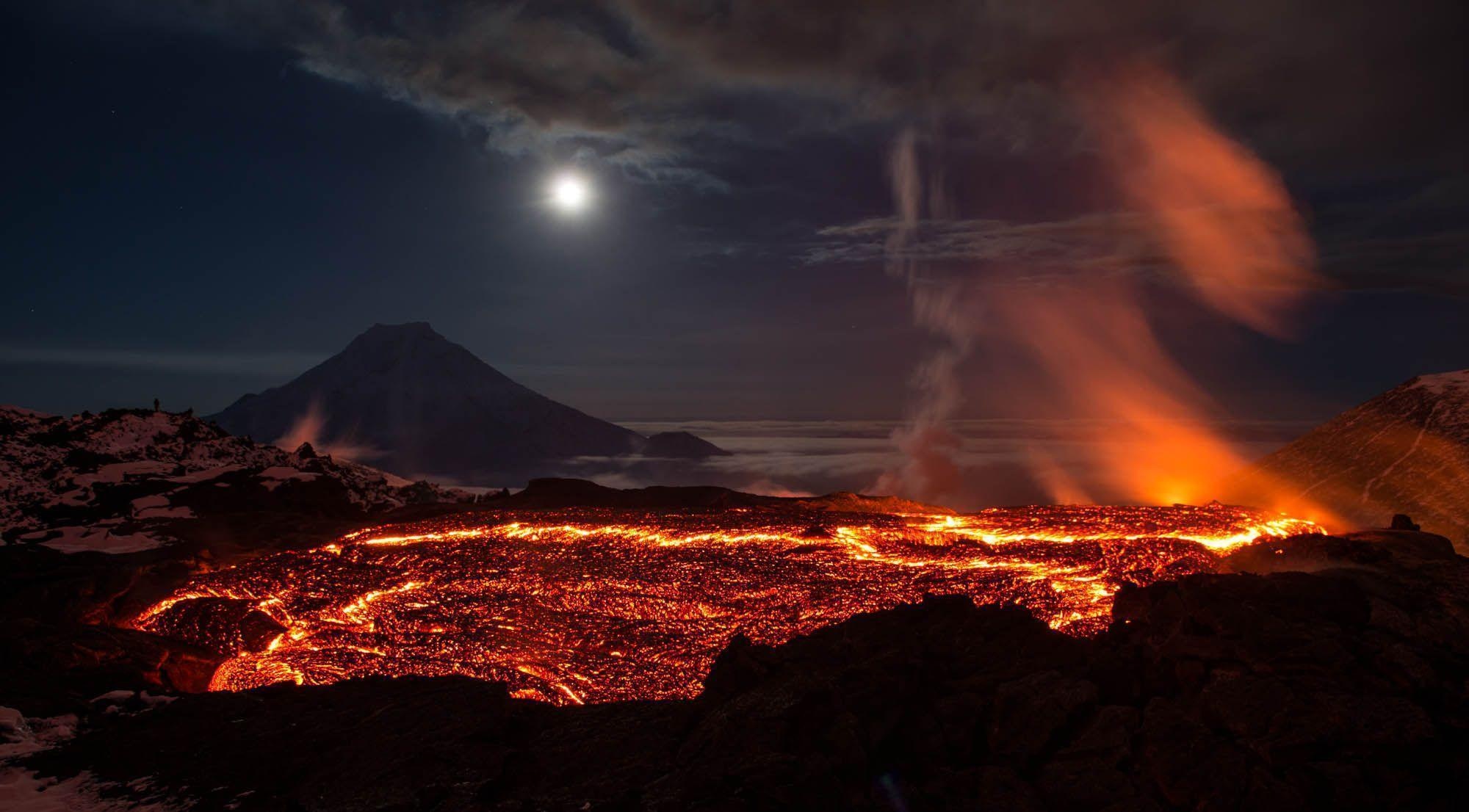 Volcano wallpapers, Breathtaking landscapes, Dynamic nature, Fiery eruption, 2000x1110 HD Desktop
