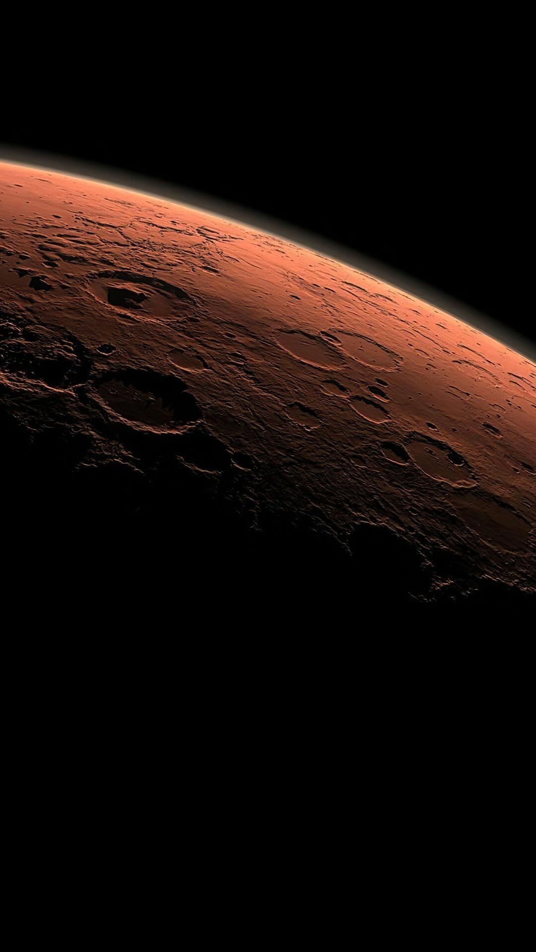 Mars: The planet has a crust primarily composed of elements similar to Earth's crust. 1080x1920 Full HD Background.
