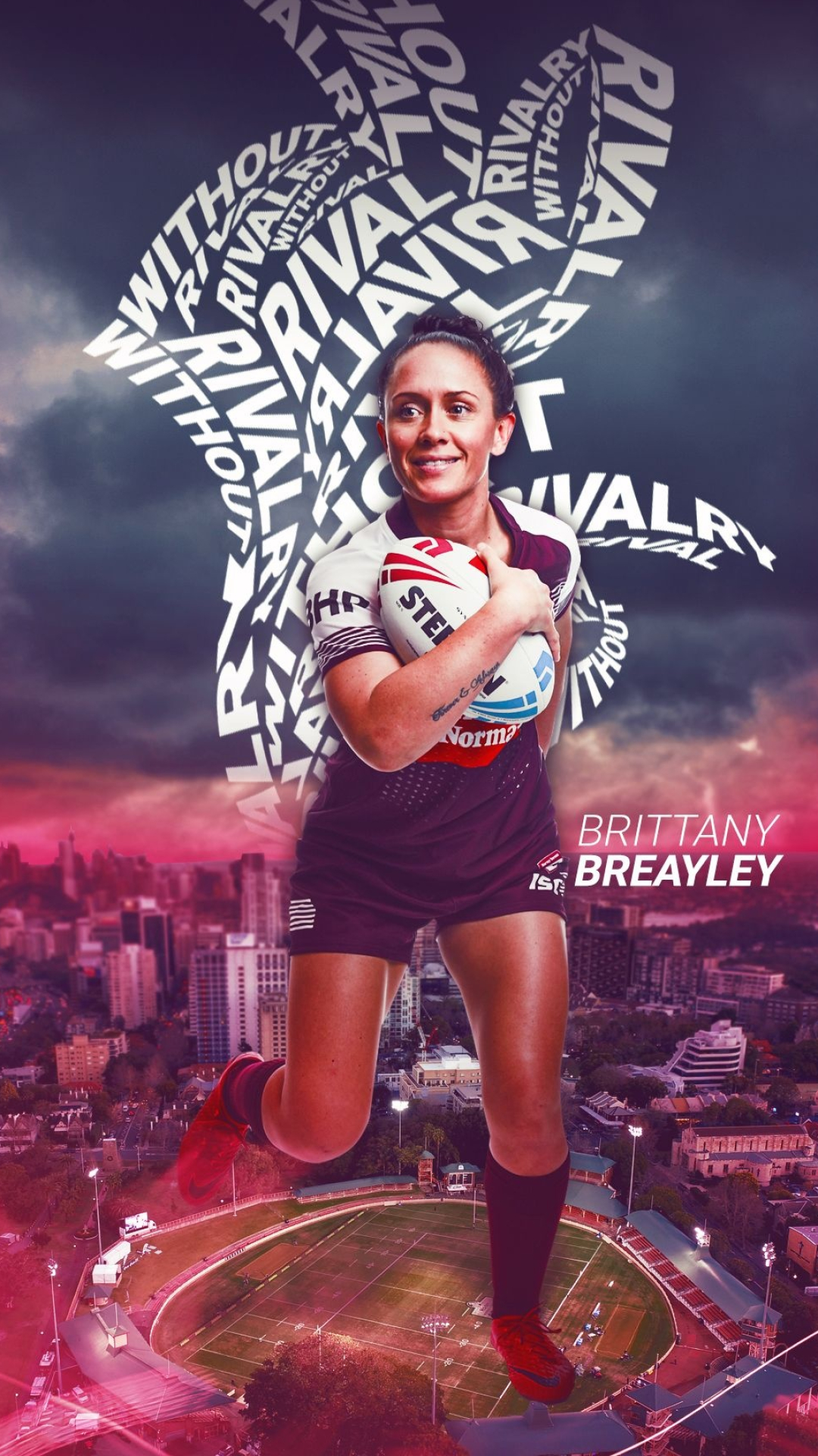 Rugby League: Brittany Breayley, An Australian footballer who plays for the Burleigh Bears in the QRL Women's Premiership. 1080x1920 Full HD Background.